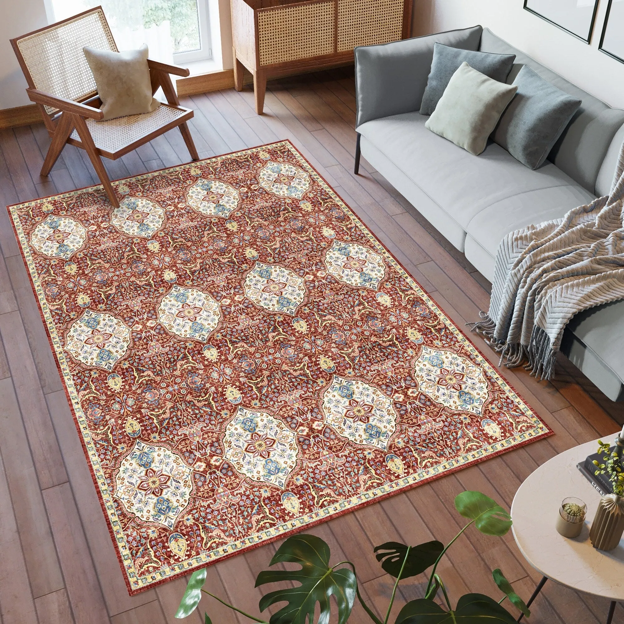 Gertmenian Crystal Print Soft Flat Pile Polyester Slip Resistant Washable Indoor Printed Area Rug Collection