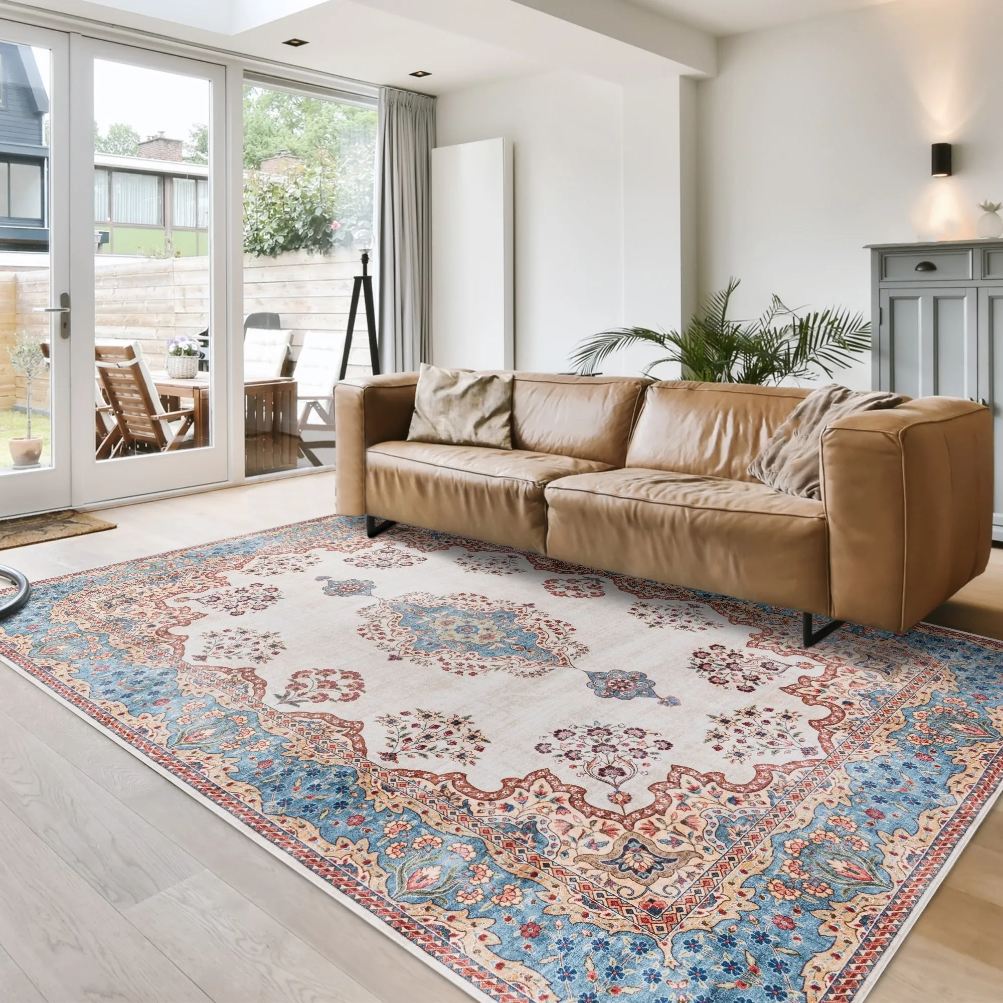 Gertmenian Crystal Print Soft Flat Pile Polyester Slip Resistant Washable Indoor Printed Area Rug Collection