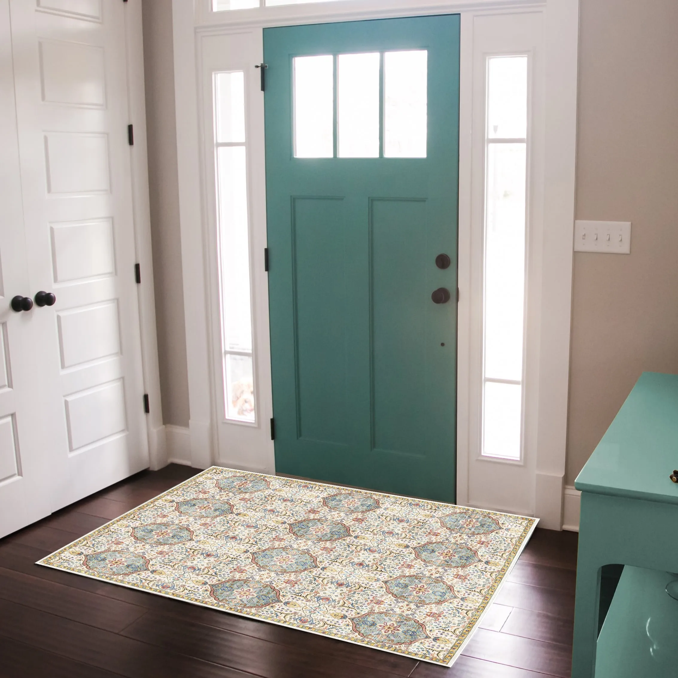 Gertmenian Crystal Print Soft Flat Pile Polyester Slip Resistant Washable Indoor Printed Area Rug Collection