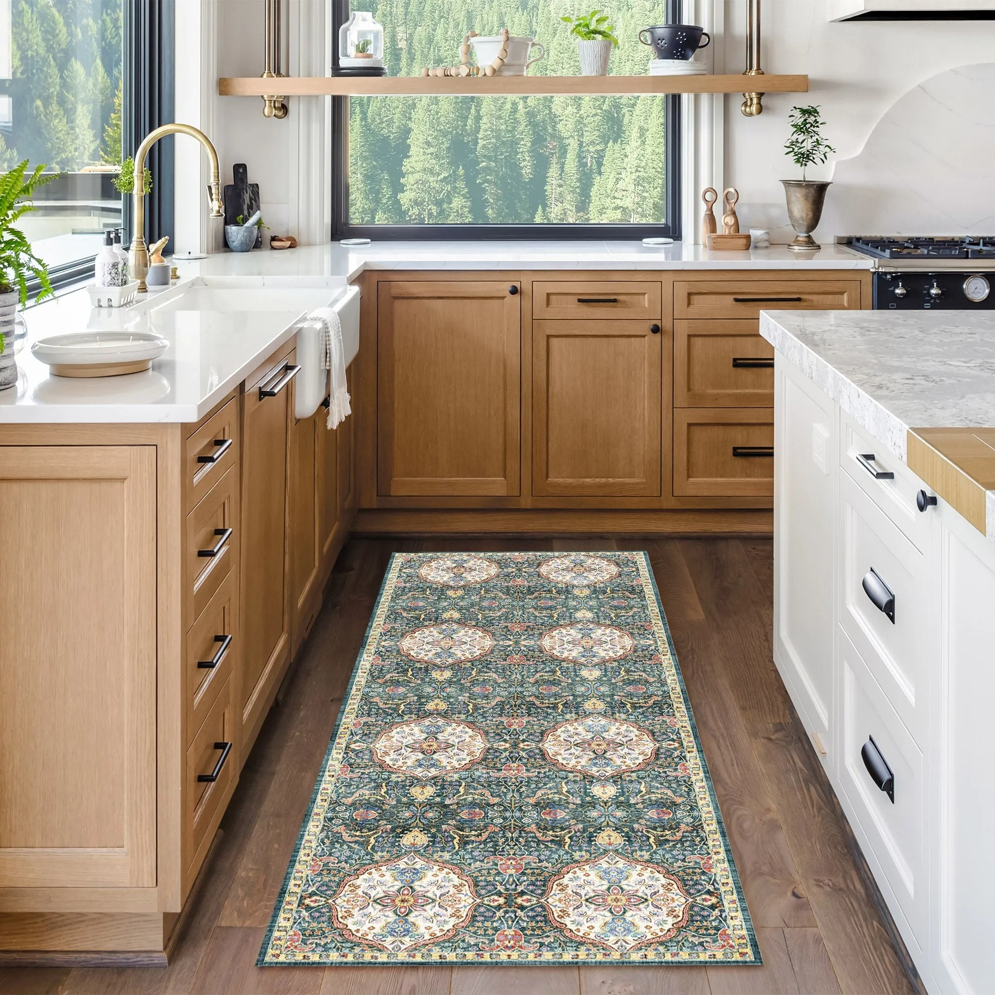Gertmenian Crystal Print Soft Flat Pile Polyester Slip Resistant Washable Indoor Printed Area Rug Collection