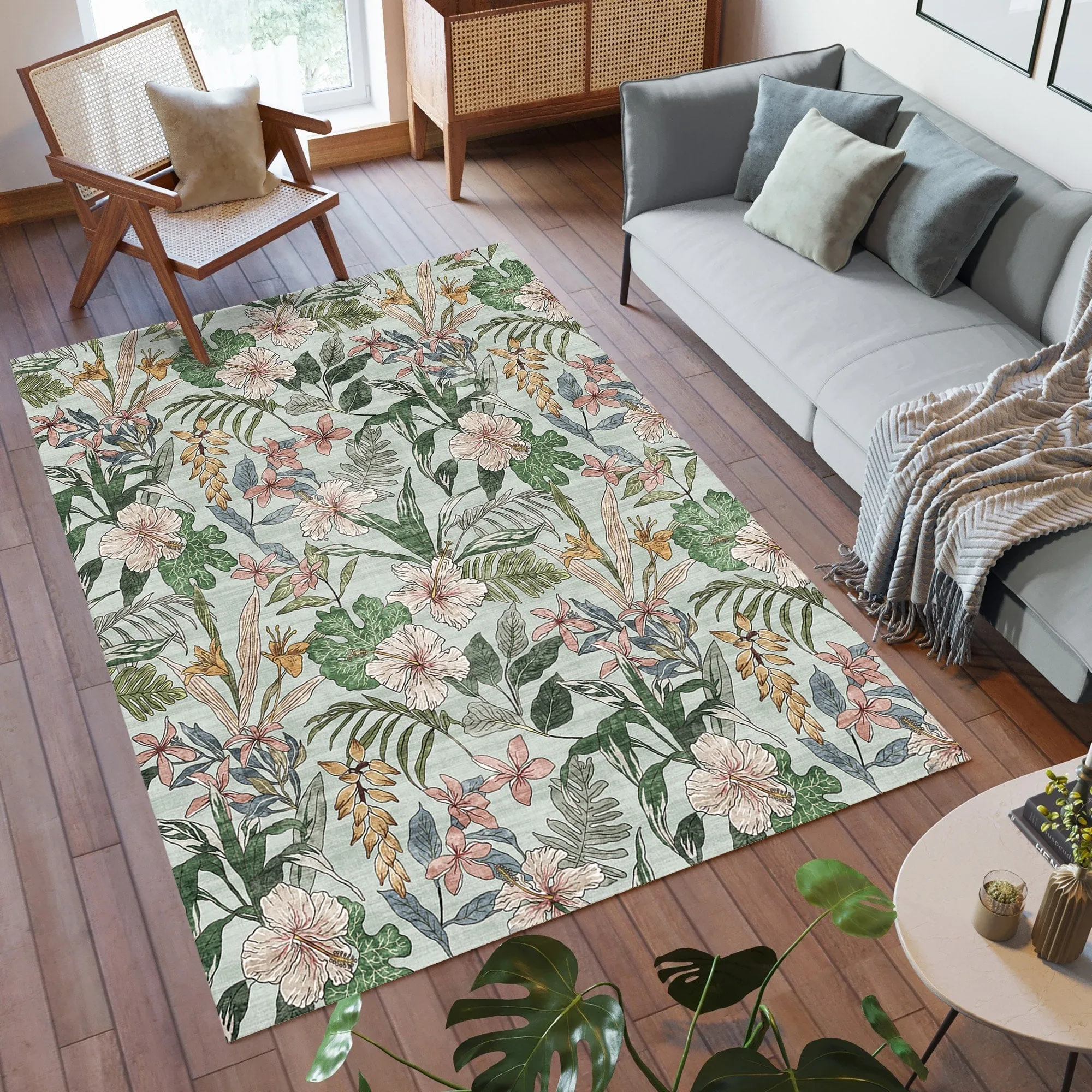 Gertmenian Crystal Print Soft Flat Pile Polyester Slip Resistant Washable Indoor Printed Area Rug Collection