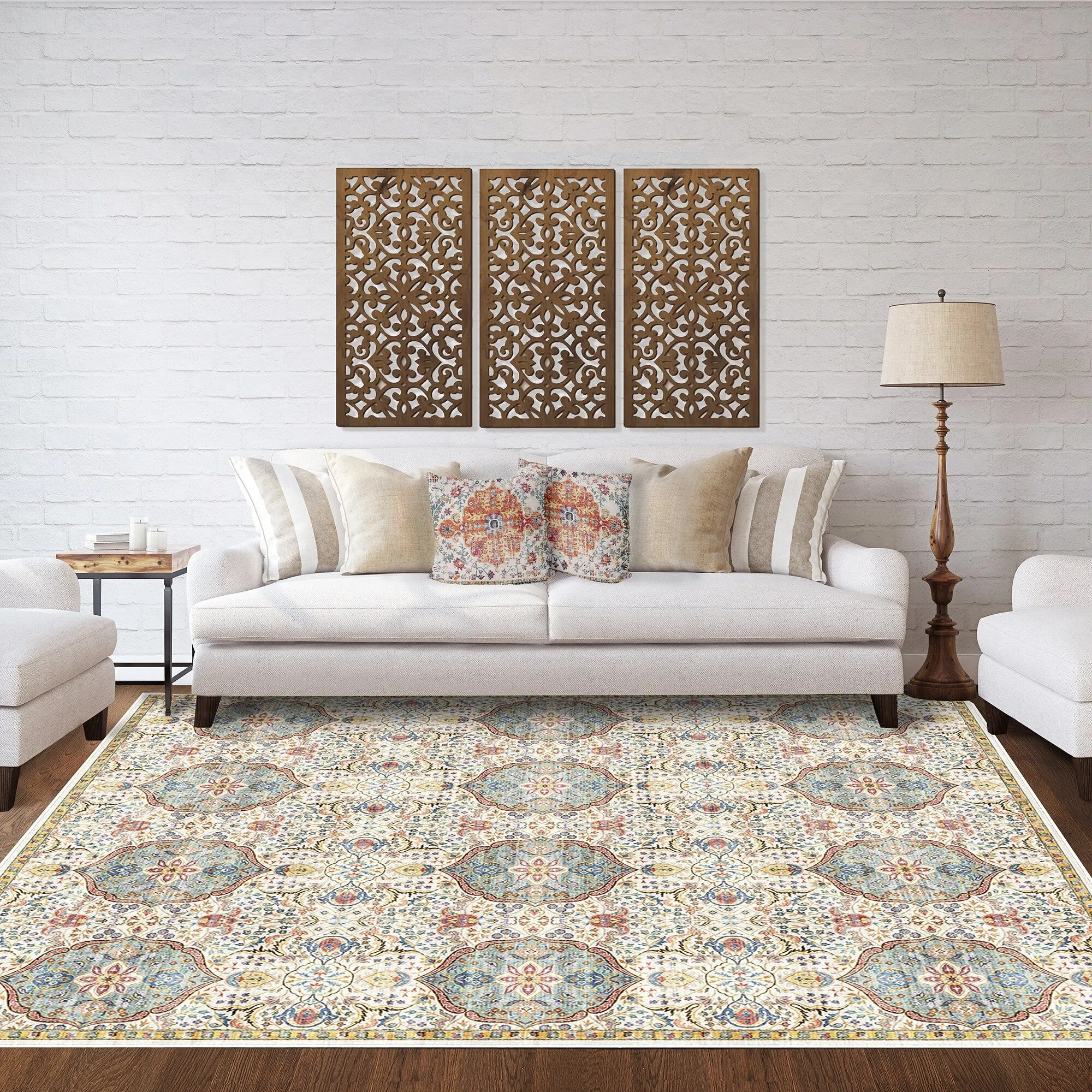 Gertmenian Crystal Print Soft Flat Pile Polyester Slip Resistant Washable Indoor Printed Area Rug Collection