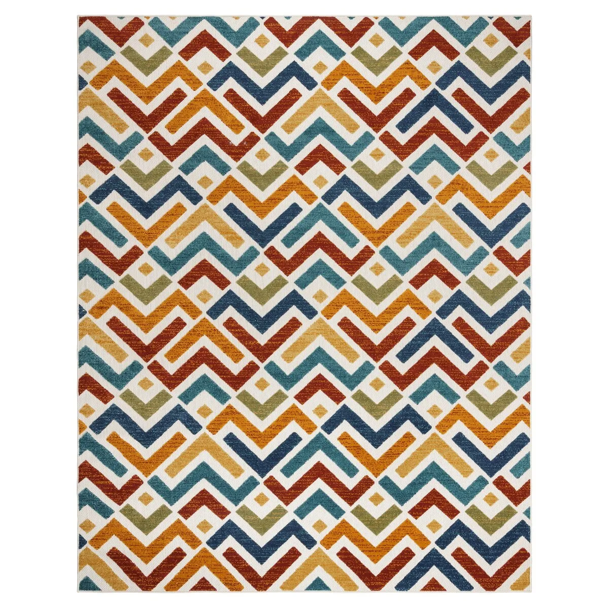 Gertmenian Fosel Allie Modern Geometric Chevron Multi-Colored Indoor/ Outdoor High-Low Area Rug