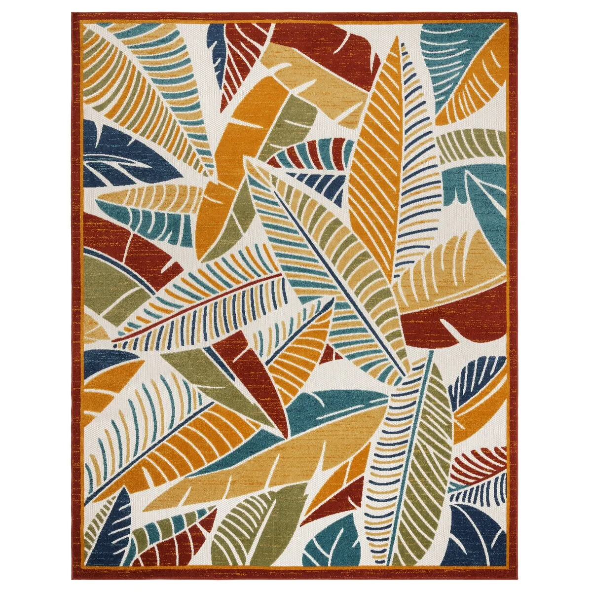 Gertmenian Fosel Lagos Multi-Color Modern Tropical Botanical Leaf Indoor/ Outdoor High-Low Area Rug