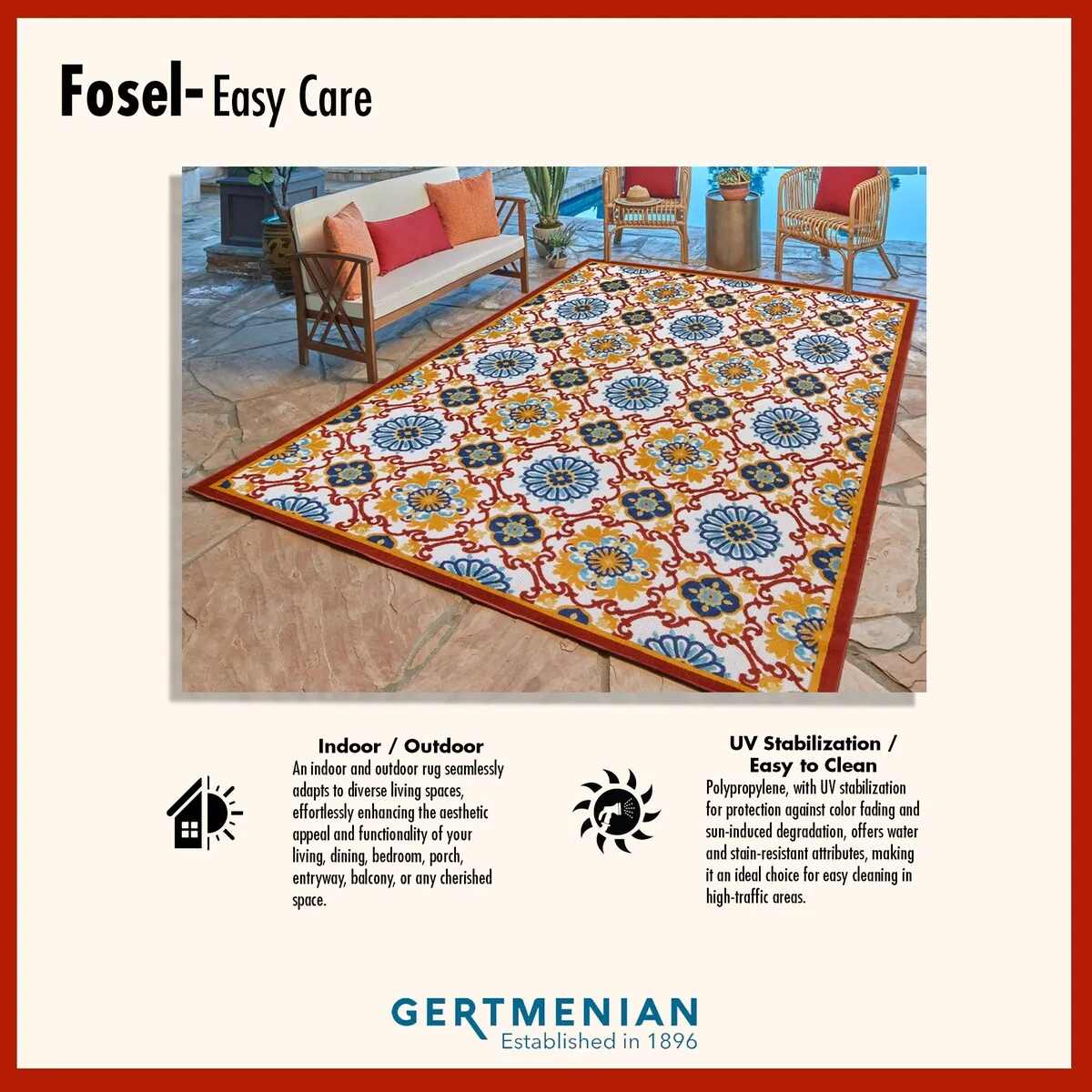 Gertmenian Fosel Lagos Multi-Color Modern Tropical Botanical Leaf Indoor/ Outdoor High-Low Area Rug
