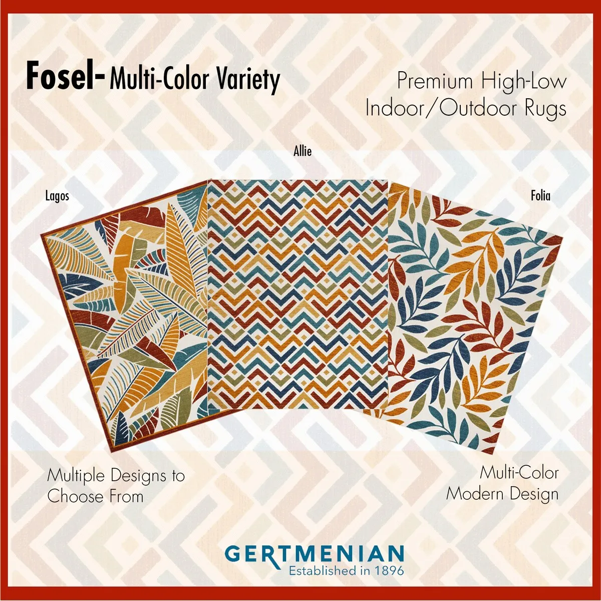 Gertmenian Fosel Lagos Multi-Color Modern Tropical Botanical Leaf Indoor/ Outdoor High-Low Area Rug