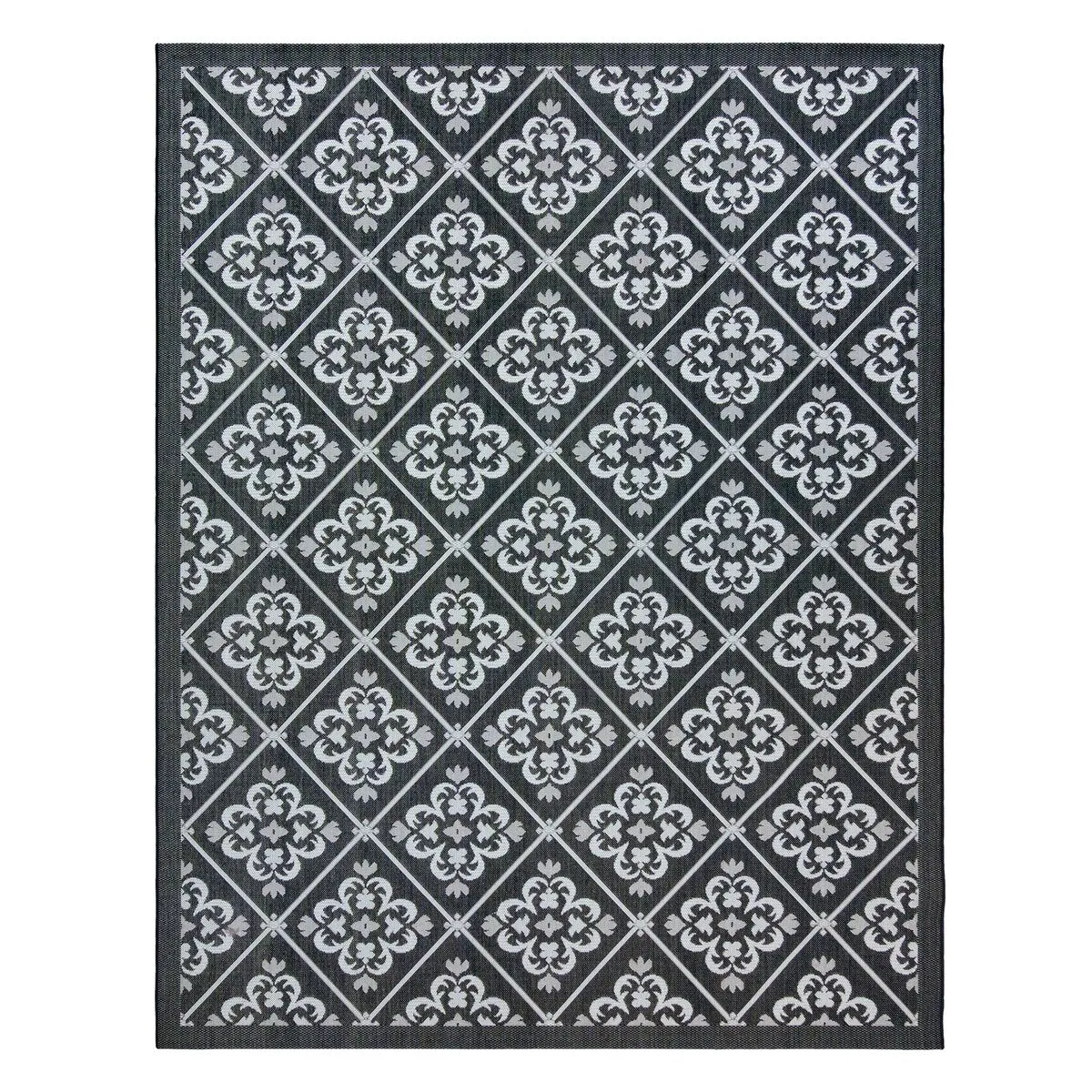 Gertmenian Paseo Bran Transitional Black Medallion Flatweave Indoor/ Outdoor Area Rug