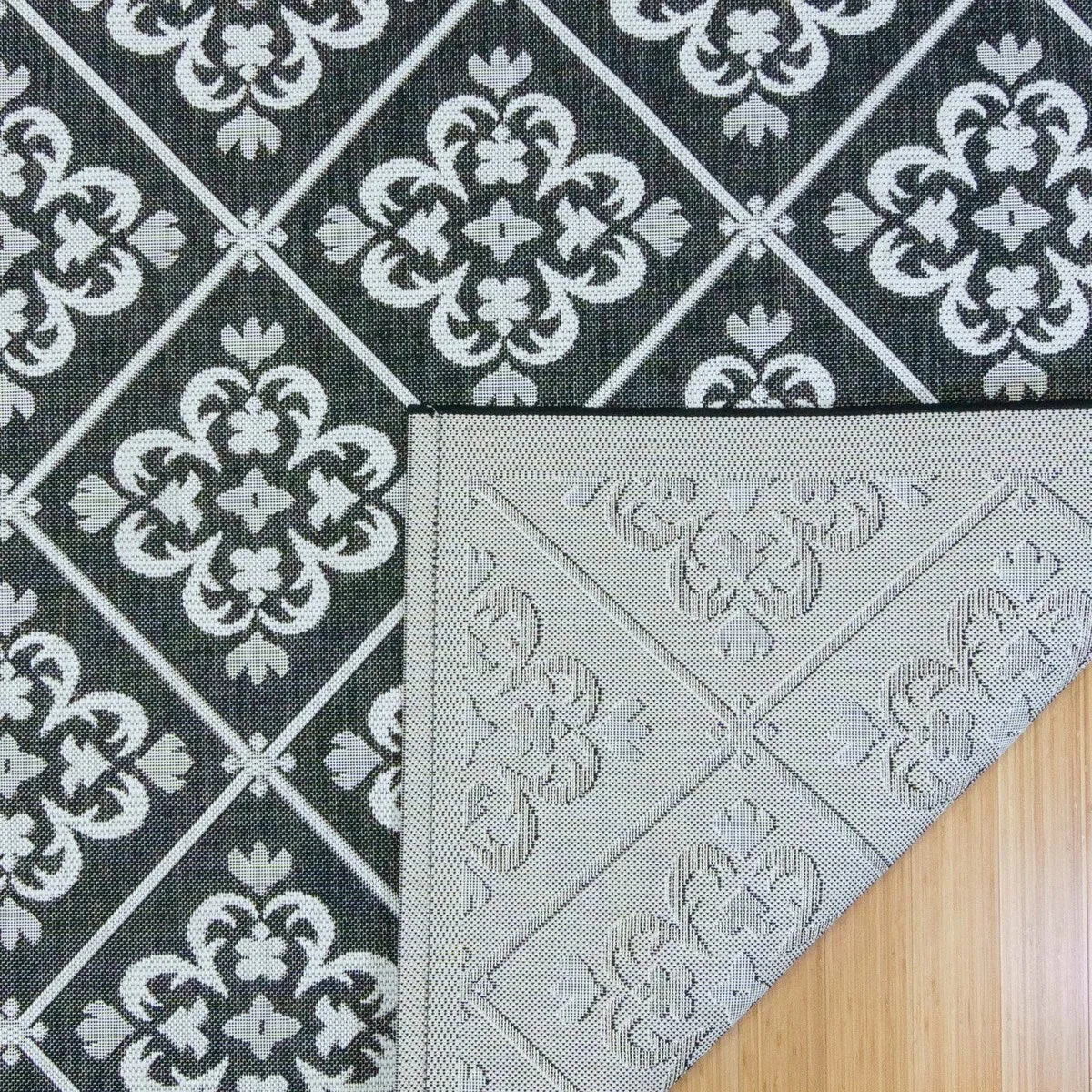 Gertmenian Paseo Bran Transitional Black Medallion Flatweave Indoor/ Outdoor Area Rug