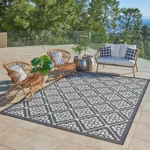 Gertmenian Paseo Bran Transitional Black Medallion Flatweave Indoor/ Outdoor Area Rug