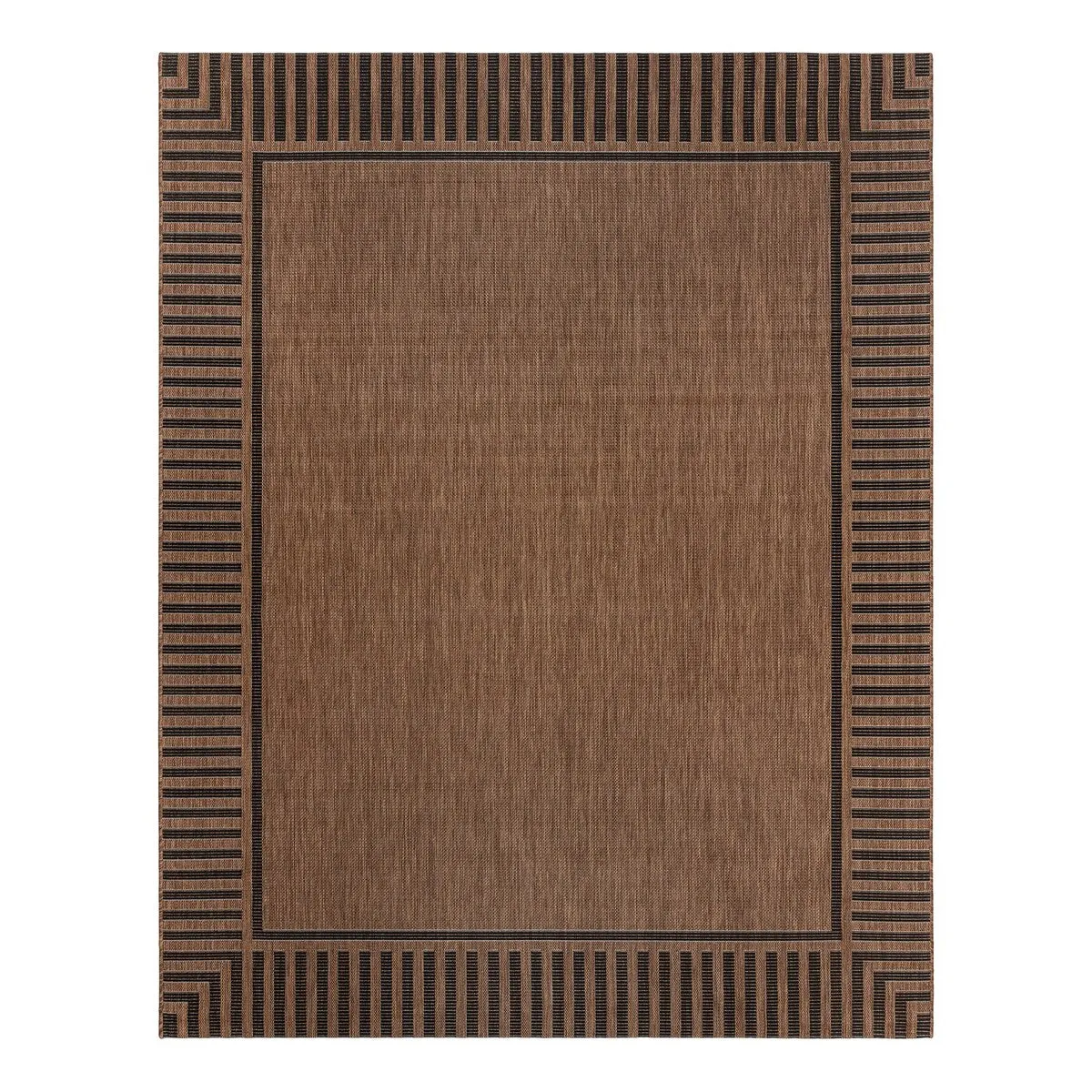 Gertmenian Paseo Kiano Modern Stripe Border Polypropylene Flatweave Indoor/ Outdoor Area Rug