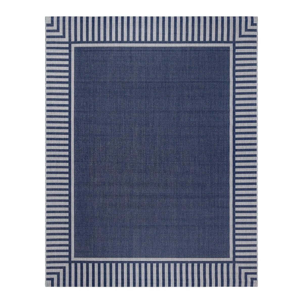 Gertmenian Paseo Kiano Modern Stripe Border Polypropylene Flatweave Indoor/ Outdoor Area Rug