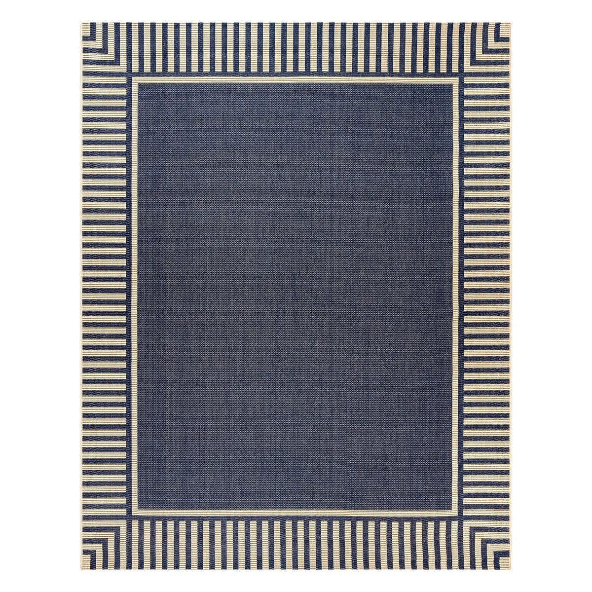 Gertmenian Paseo Kiano Modern Stripe Border Polypropylene Flatweave Indoor/ Outdoor Area Rug