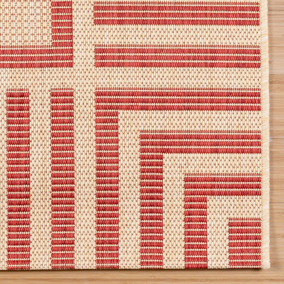 Gertmenian Paseo Kiano Modern Stripe Border Polypropylene Flatweave Indoor/ Outdoor Area Rug