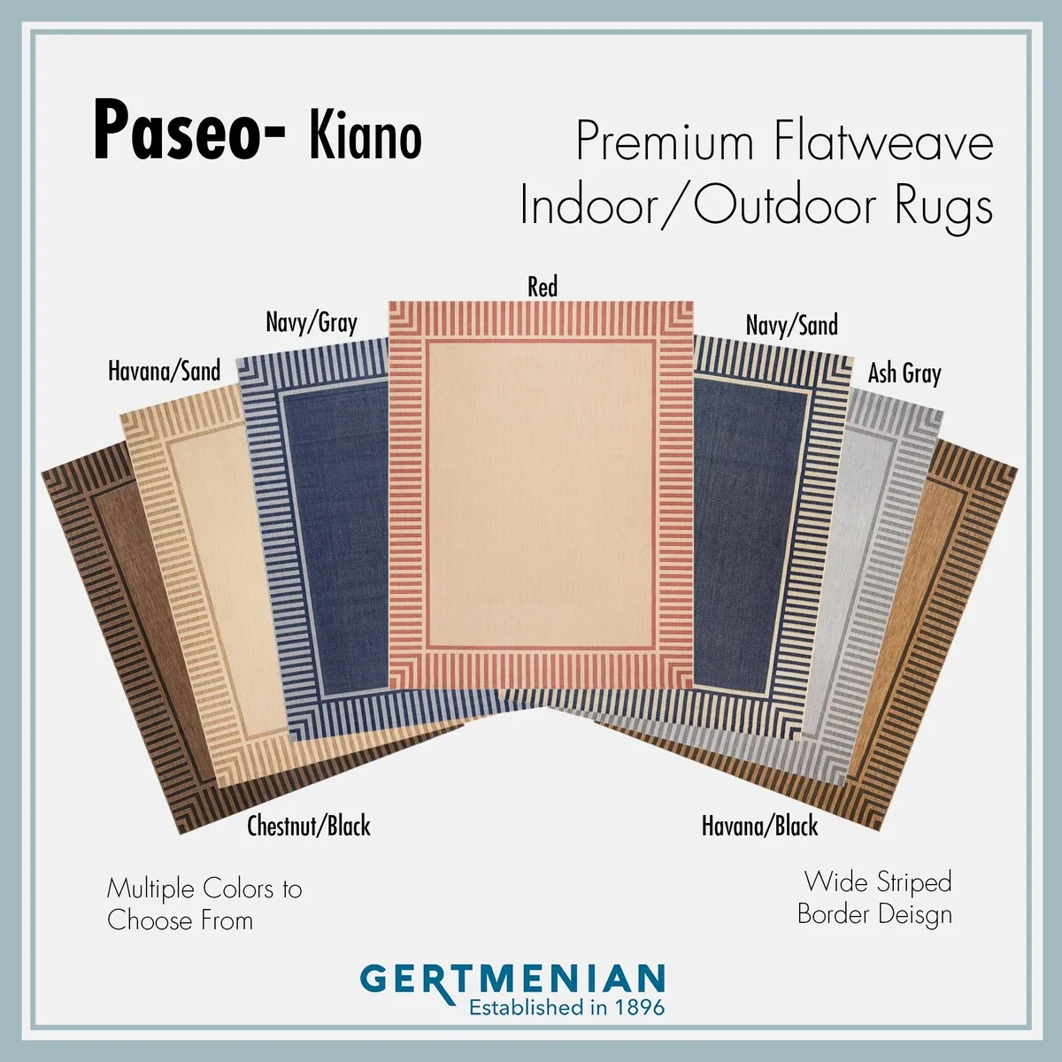 Gertmenian Paseo Kiano Modern Stripe Border Polypropylene Flatweave Indoor/ Outdoor Area Rug