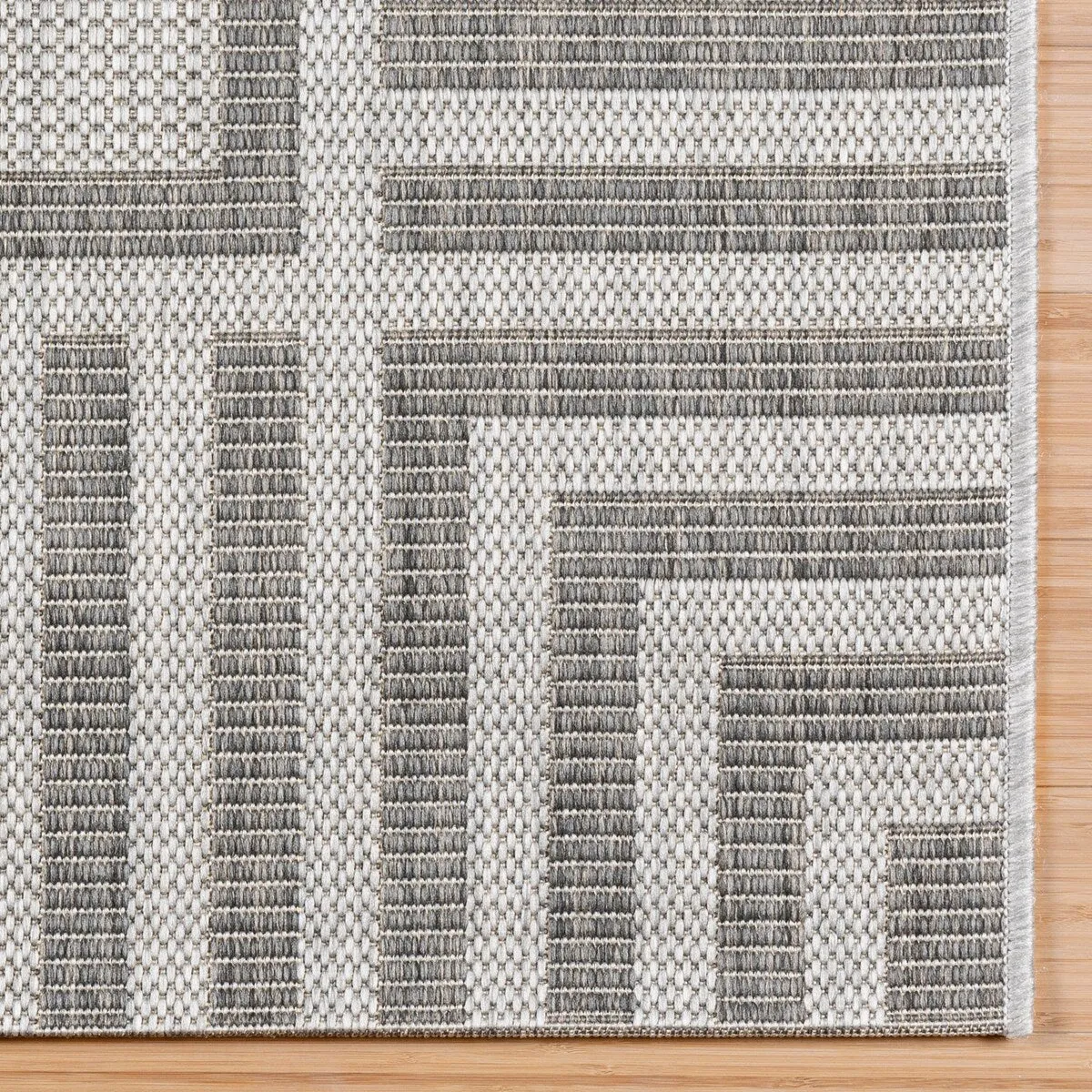 Gertmenian Paseo Kiano Modern Stripe Border Polypropylene Flatweave Indoor/ Outdoor Area Rug