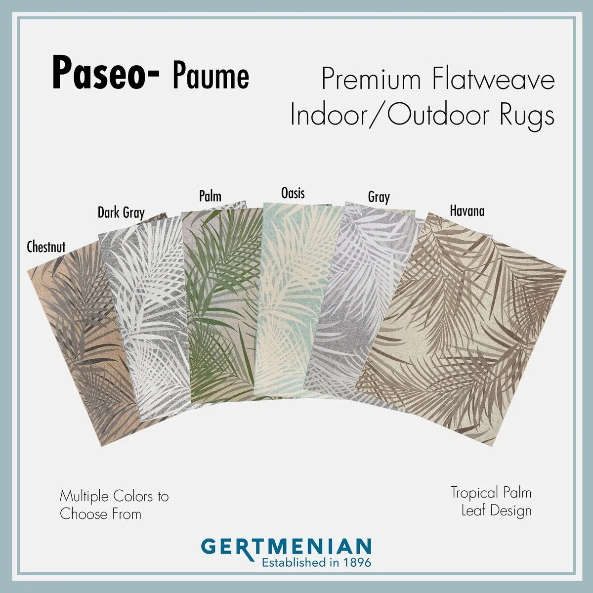 Gertmenian Paseo Paume Green Casual Palm Leaf Flatweave Indoor/ Outdoor Area Rug