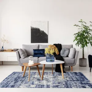 Gertmenian Thayer Halsbury Modern Abstract Navy Shag Area Rug