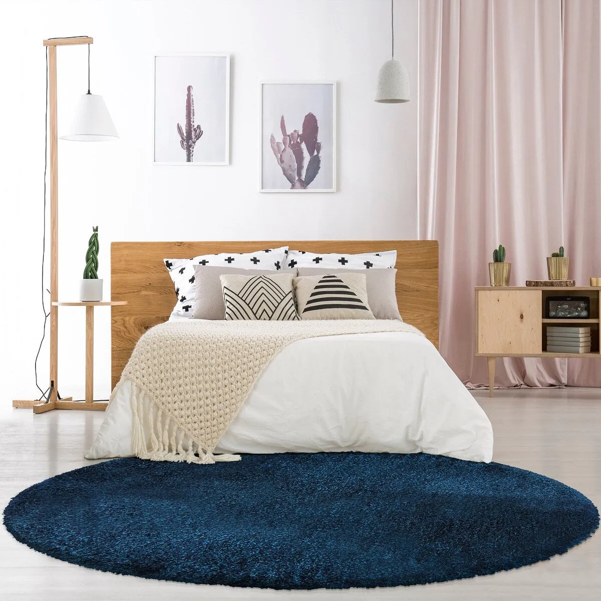 Gertmenian Ultimate Shag Solid Dark Blue Plush Shag Area Rug