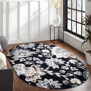 Glamour Collection Floral Area Rug