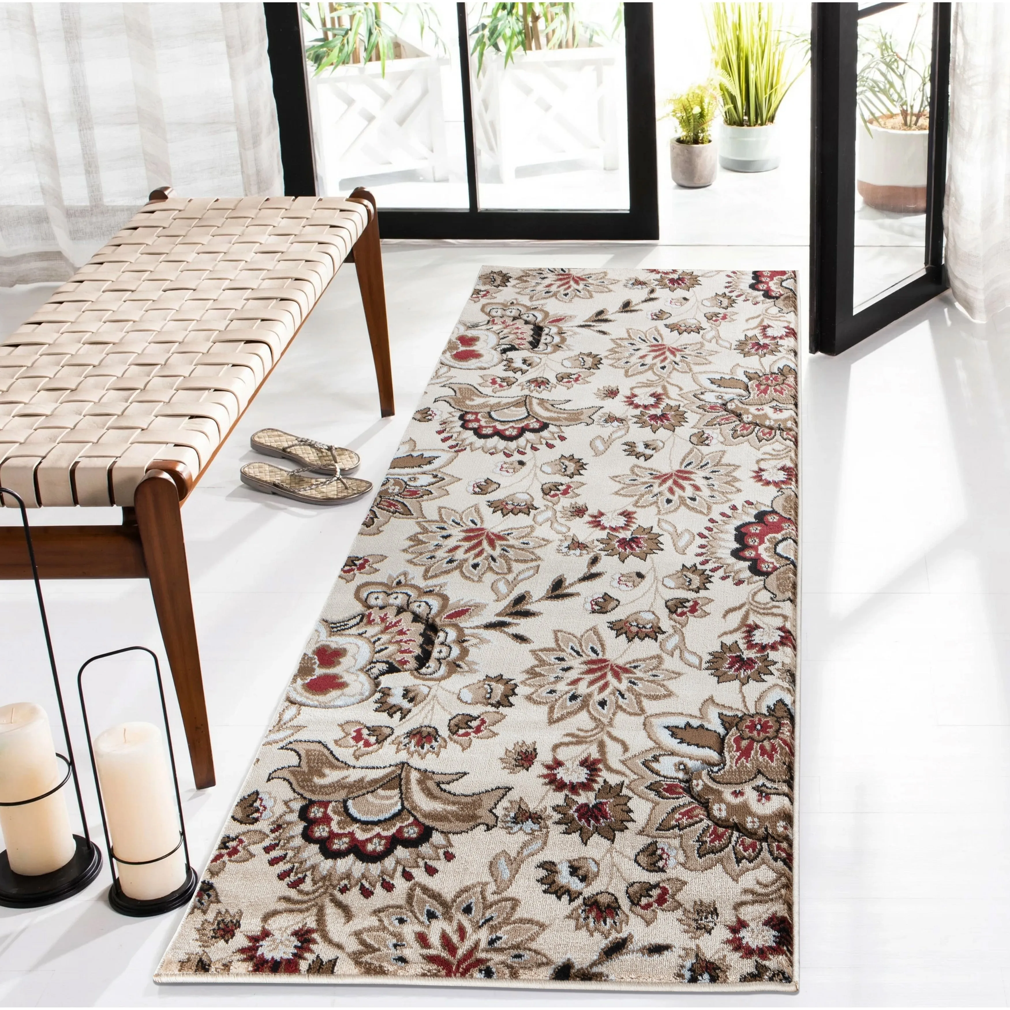 Glamour Collection Floral Area Rug