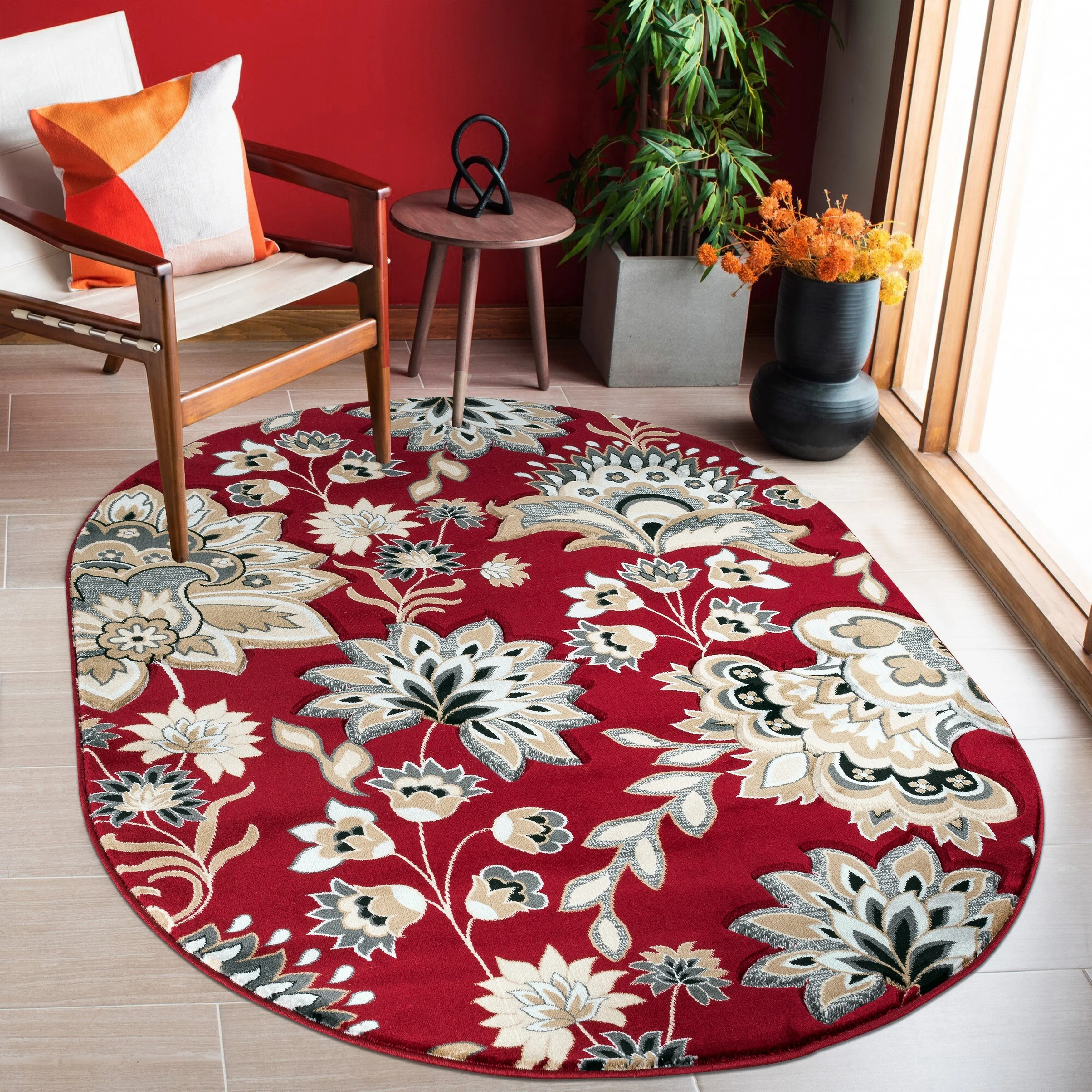 Glamour Collection Floral Area Rug