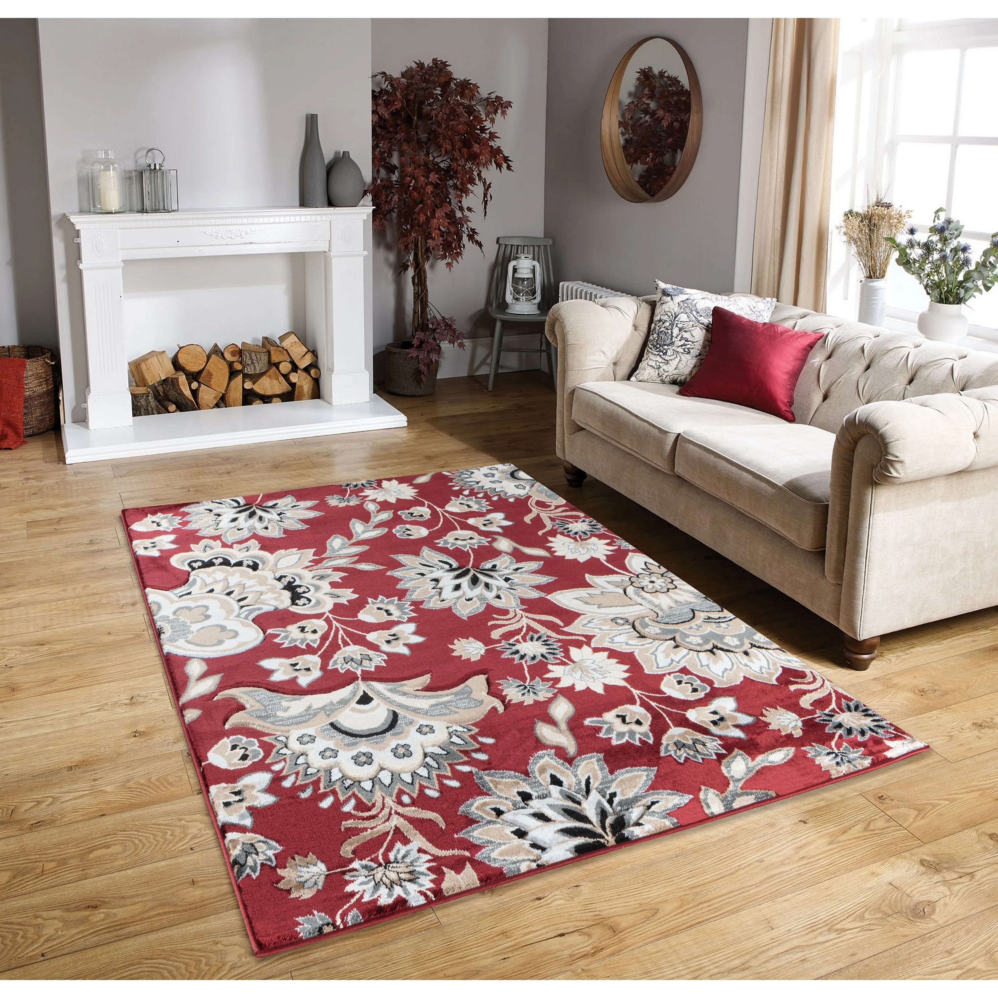 Glamour Collection Floral Area Rug