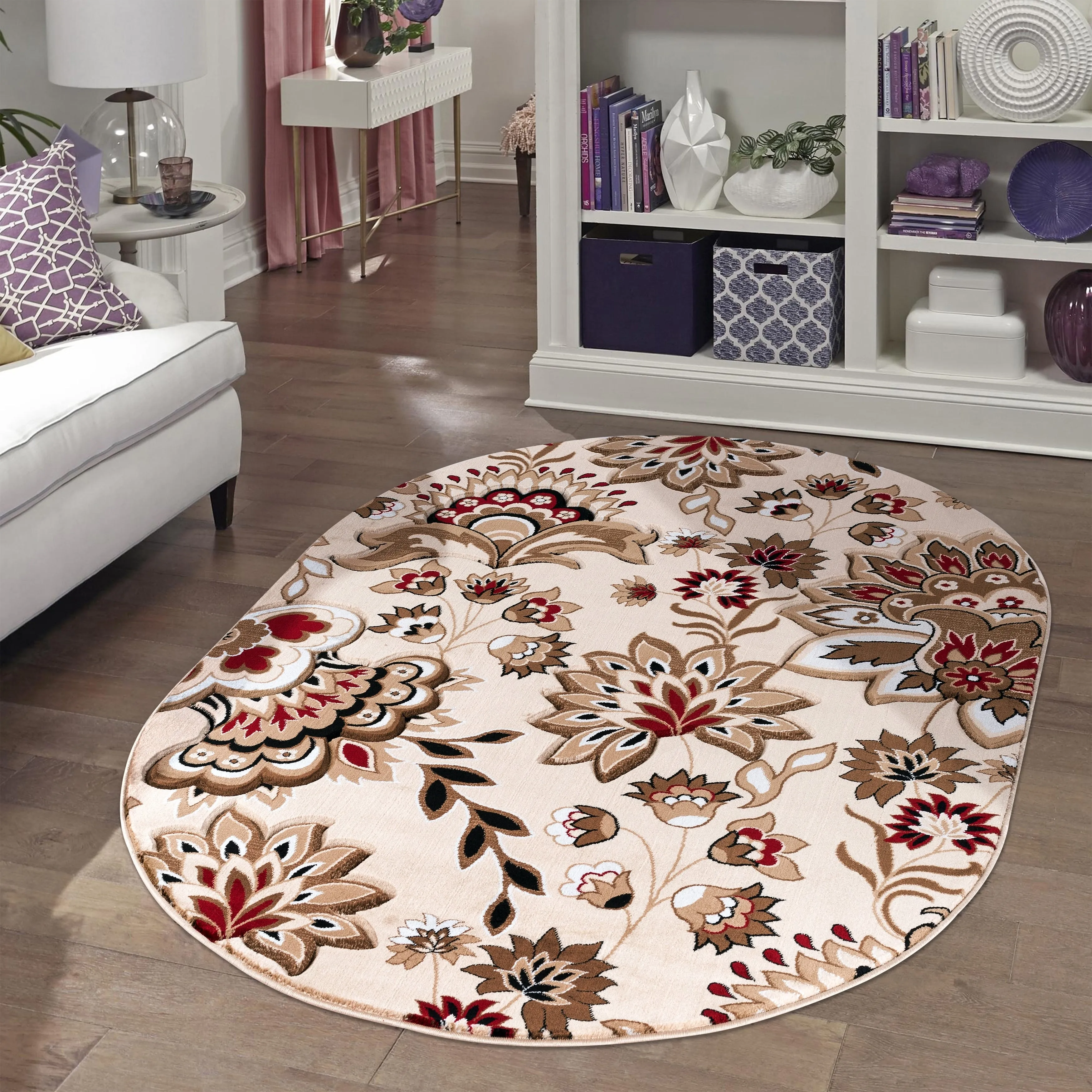 Glamour Collection Floral Area Rug