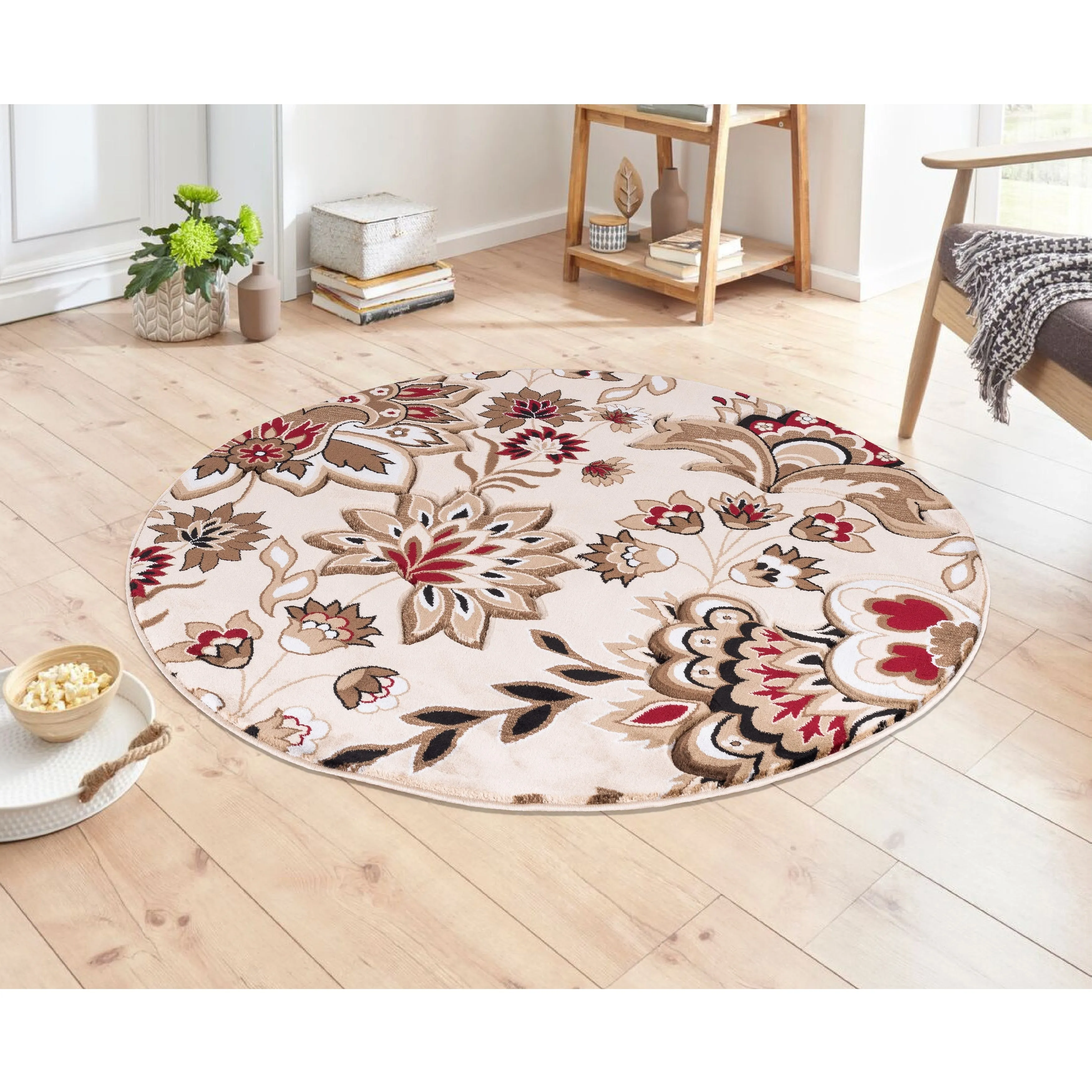 Glamour Collection Floral Area Rug