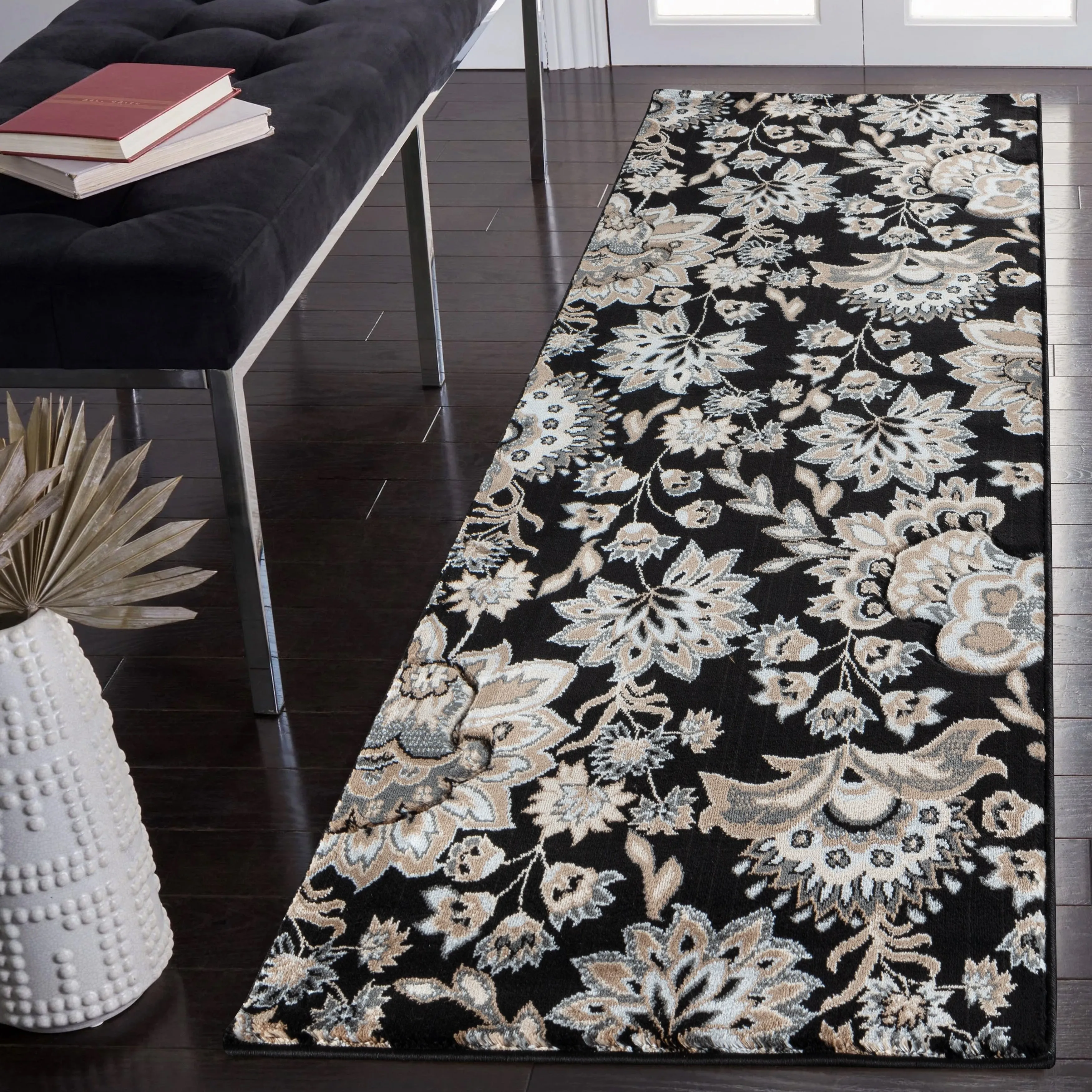 Glamour Collection Floral Area Rug