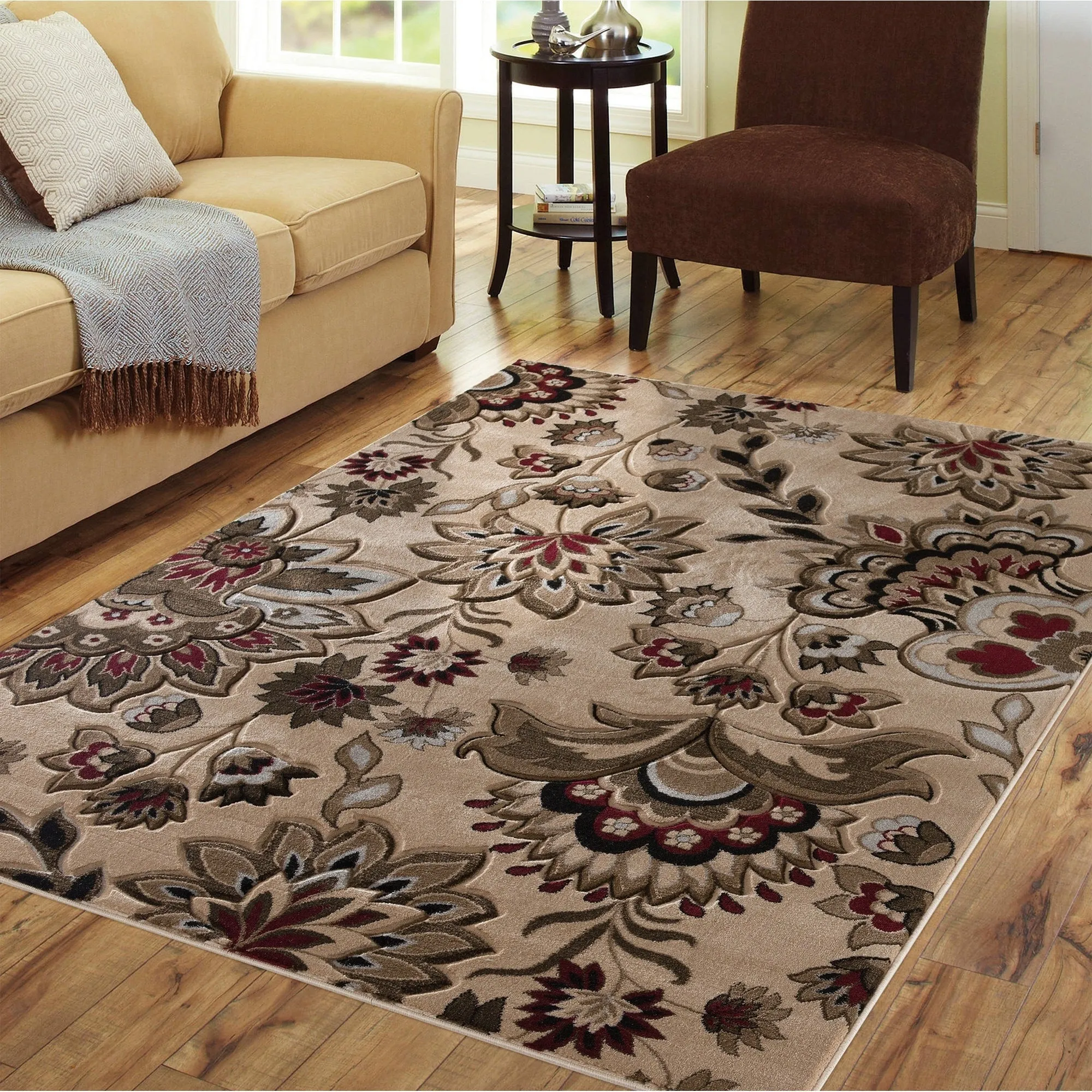 Glamour Collection Floral Area Rug