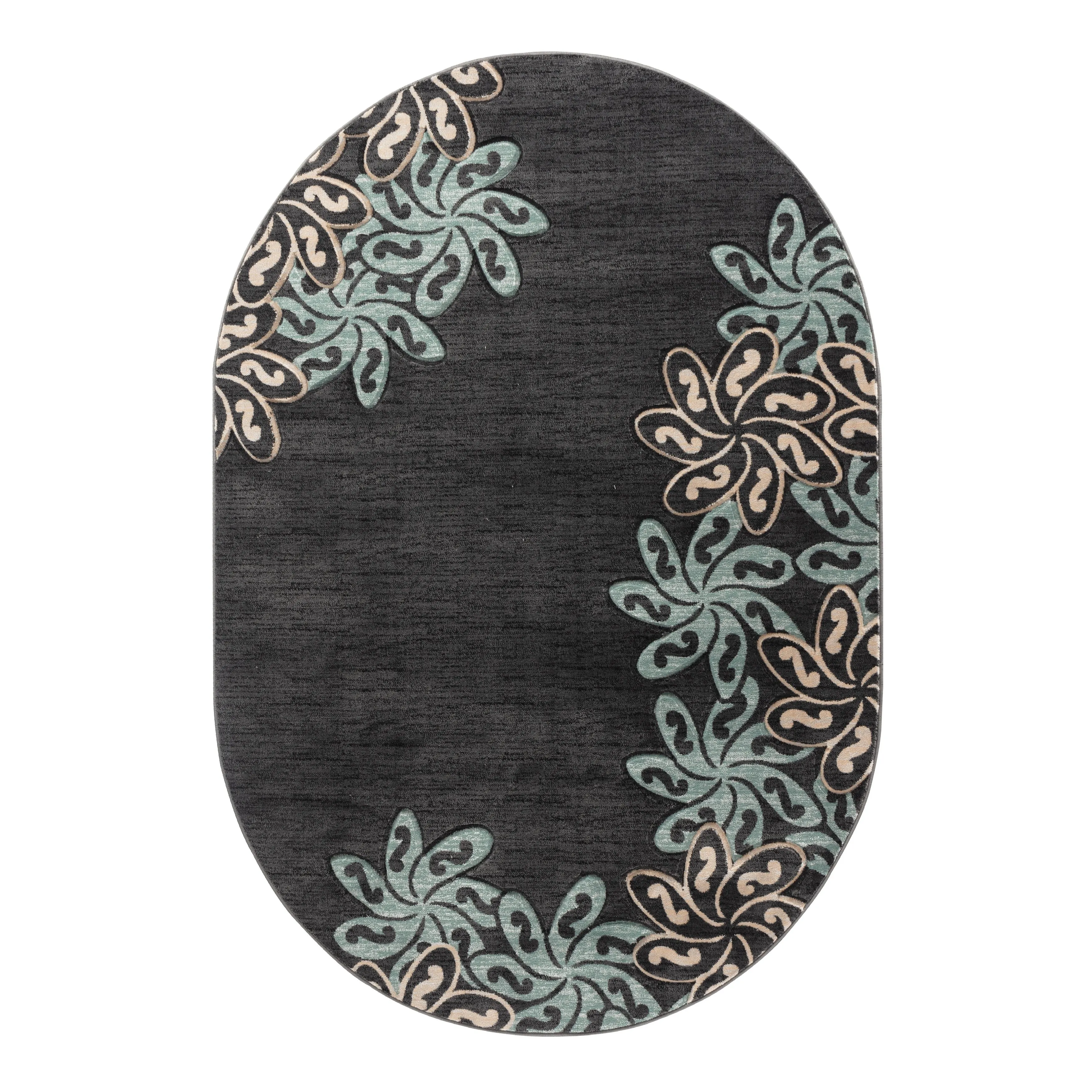 Glamour Collection Floral Polypropylene Area Rug