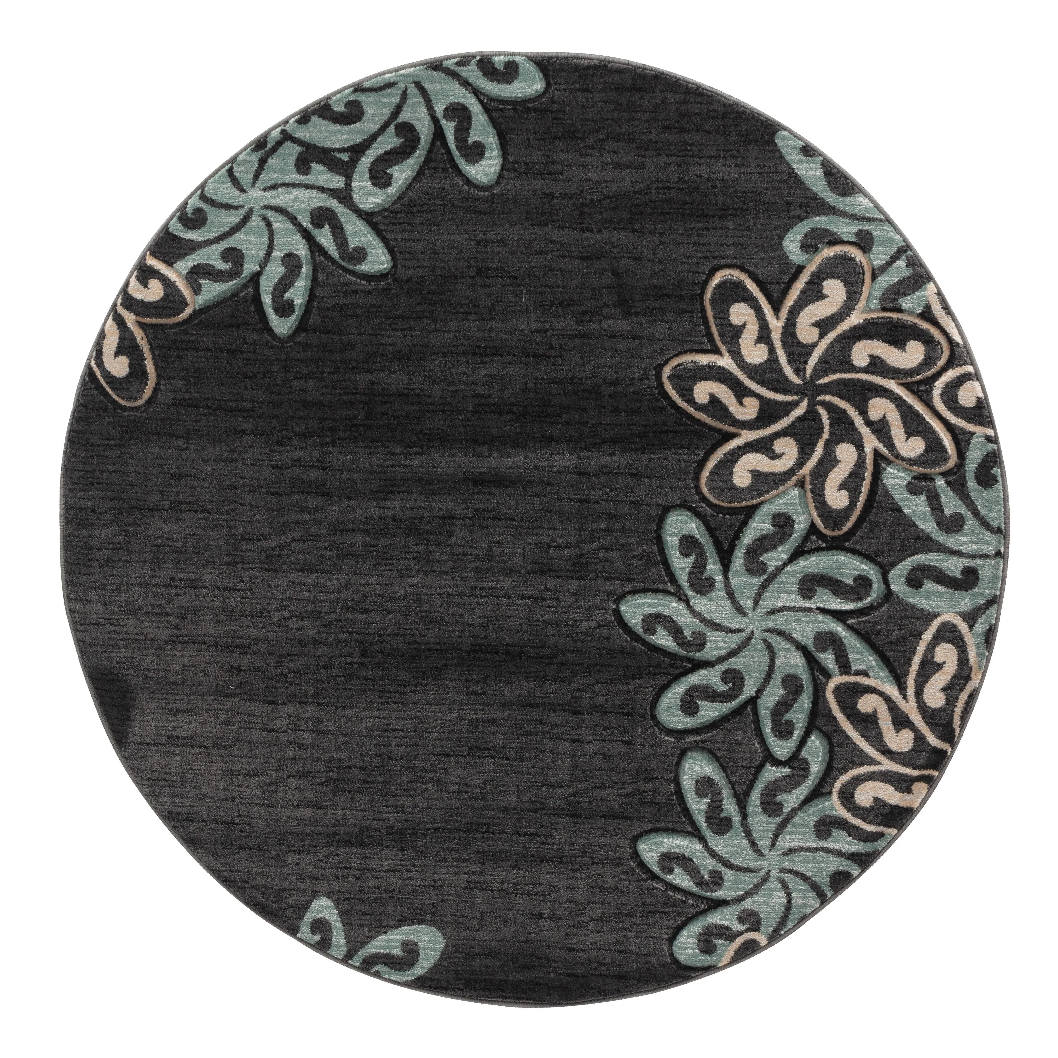 Glamour Collection Floral Polypropylene Area Rug