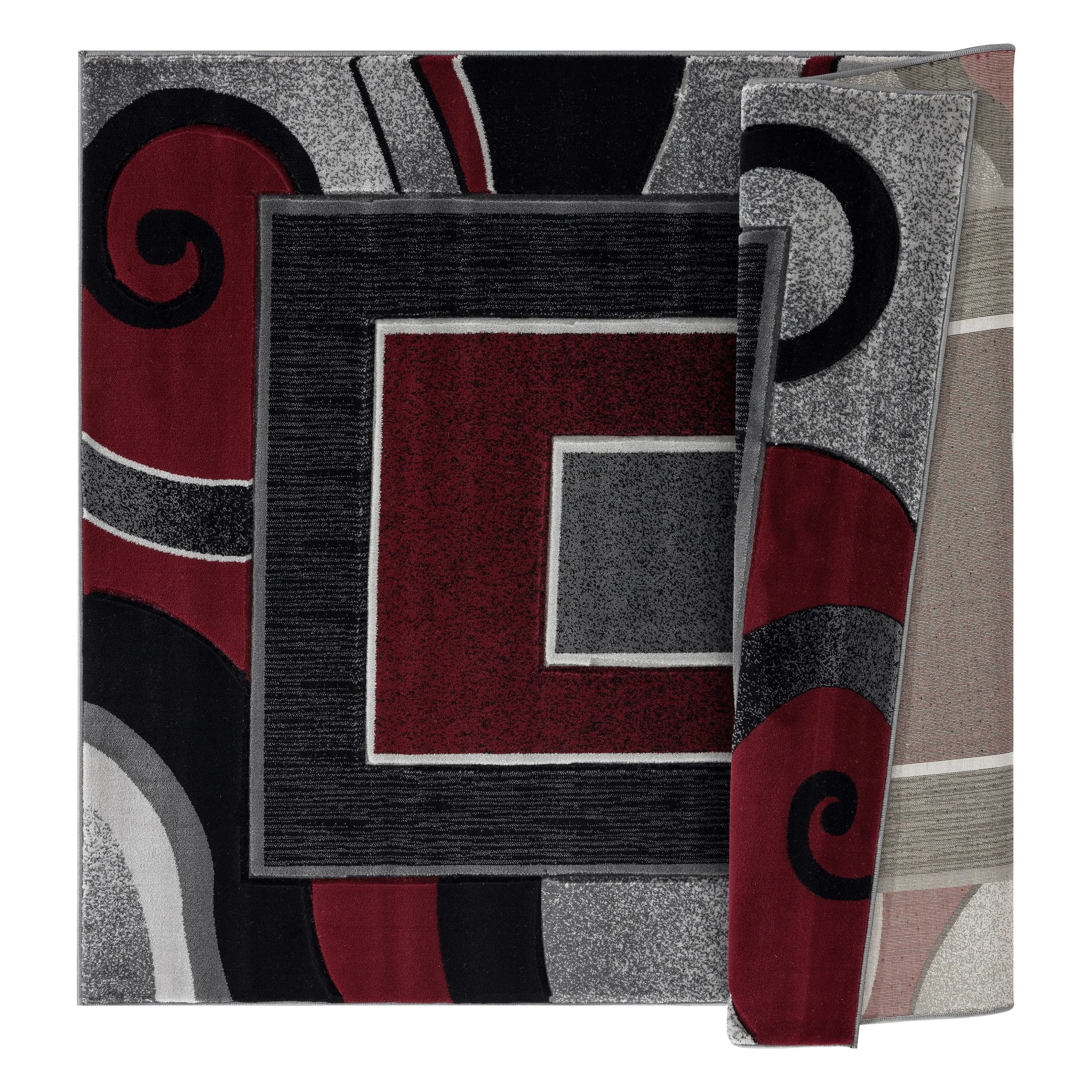 Glamour Collection Floral Polypropylene Area Rug