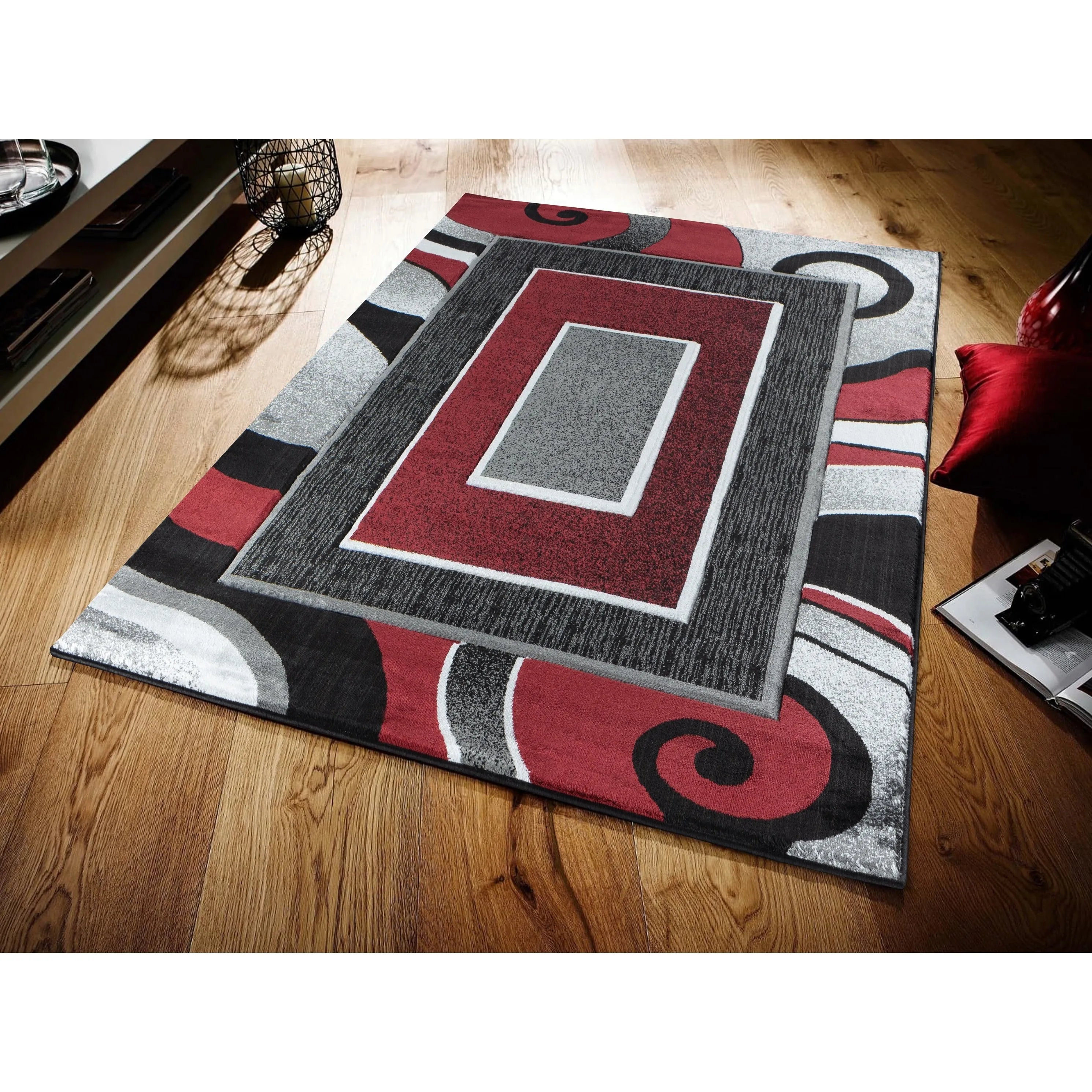 Glamour Collection Floral Polypropylene Area Rug