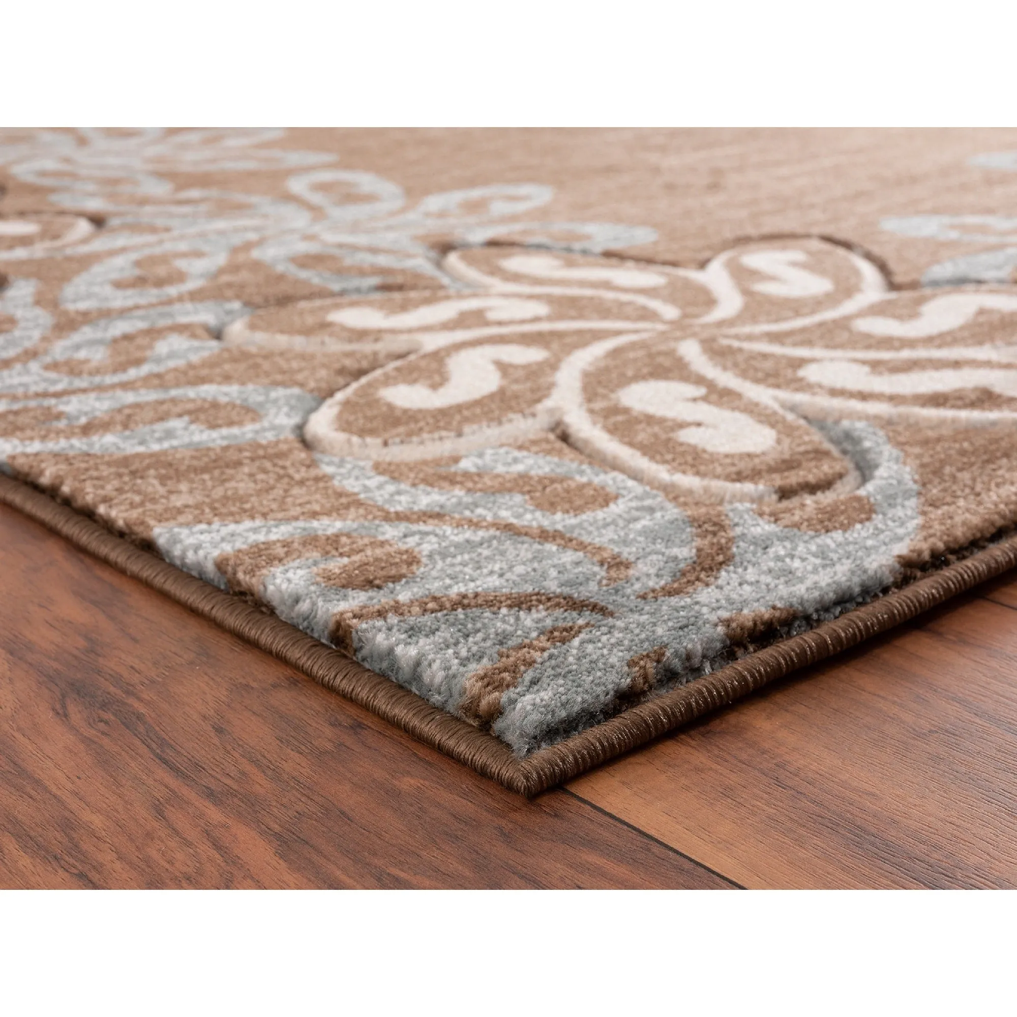 Glamour Collection Floral Polypropylene Area Rug
