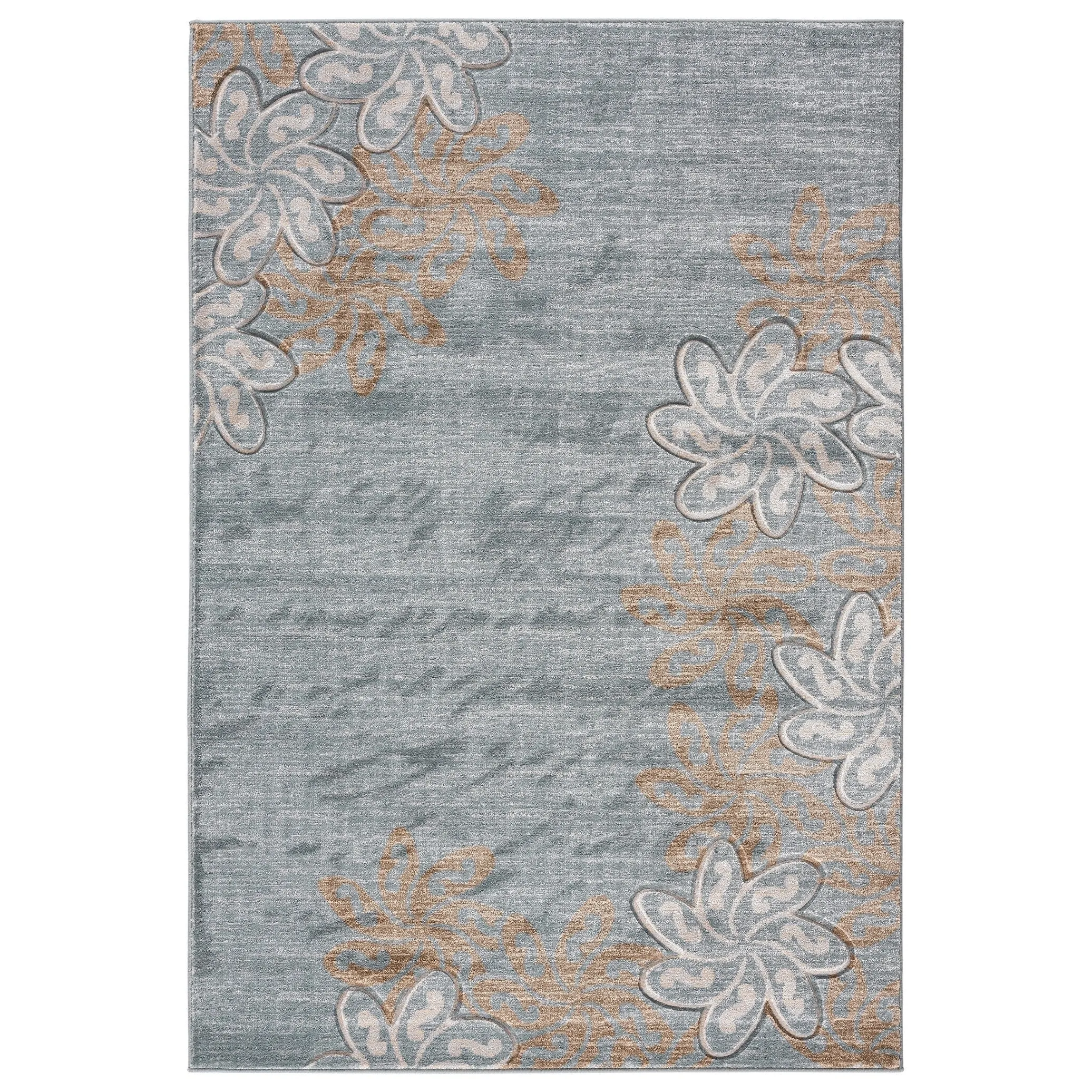 Glamour Collection Floral Polypropylene Area Rug