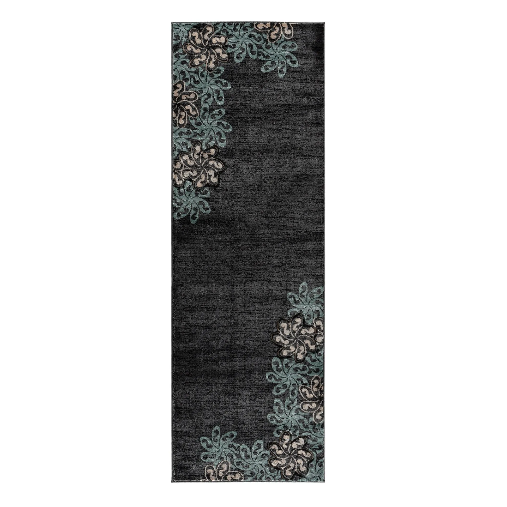 Glamour Collection Floral Polypropylene Area Rug