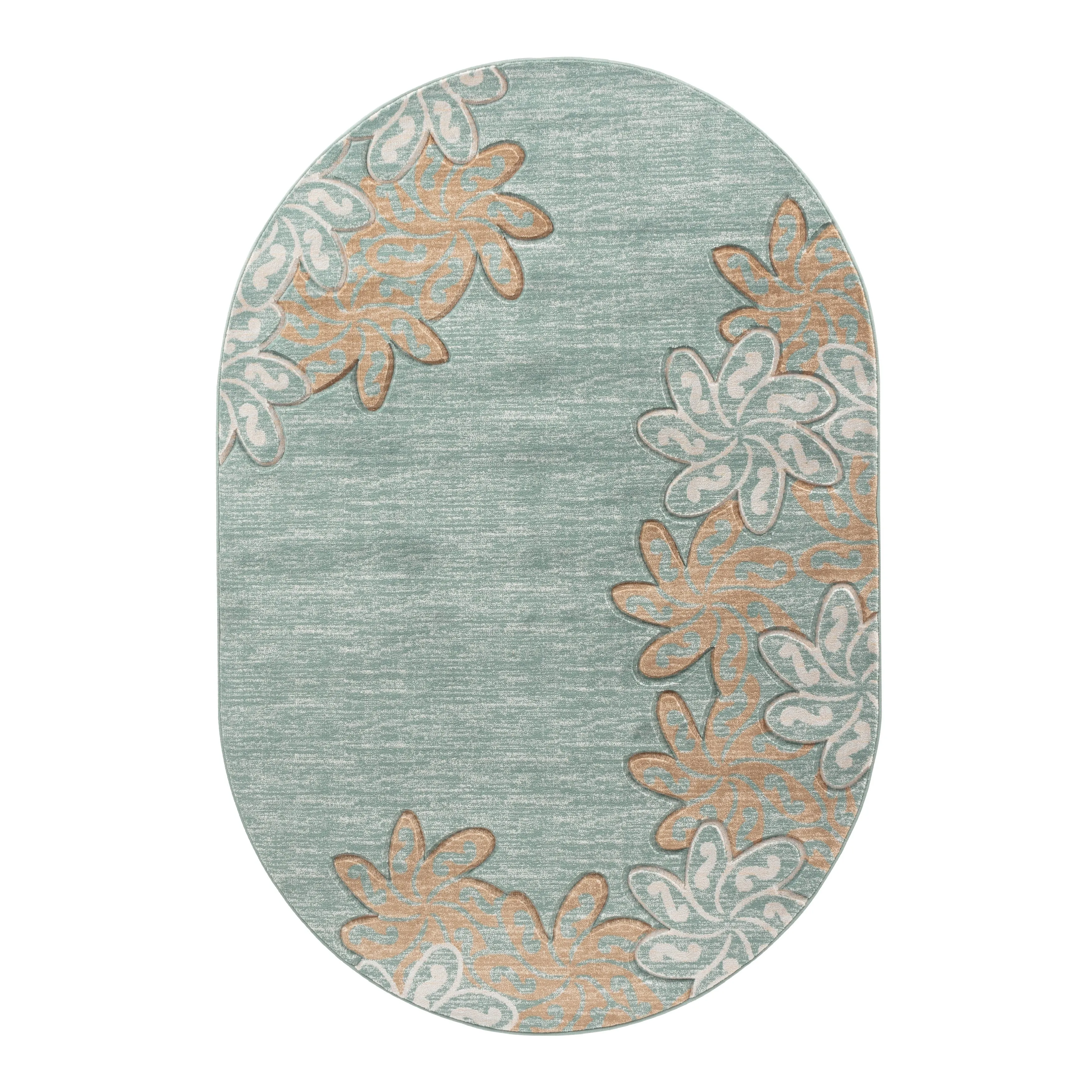 Glamour Collection Floral Polypropylene Area Rug