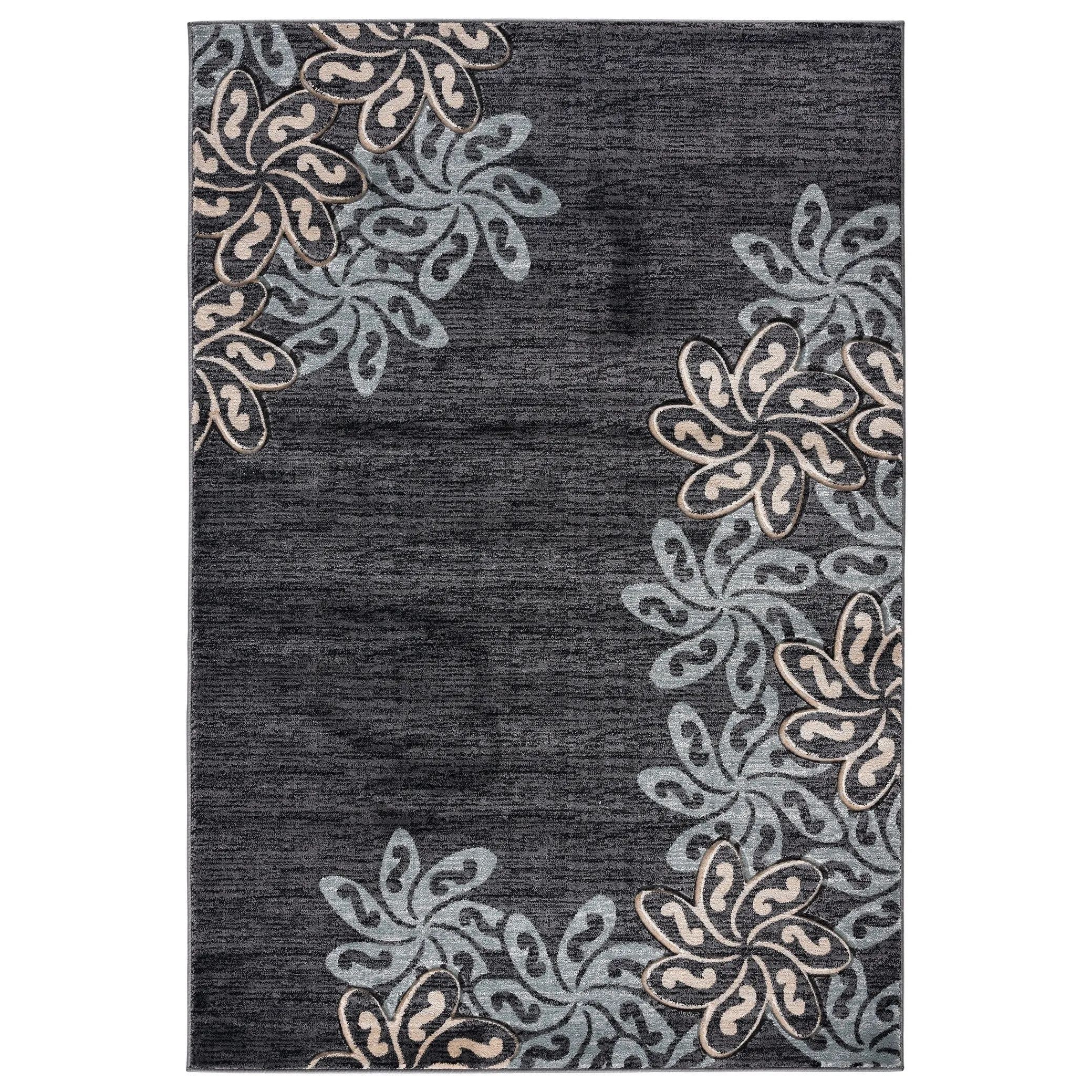 Glamour Collection Floral Polypropylene Area Rug