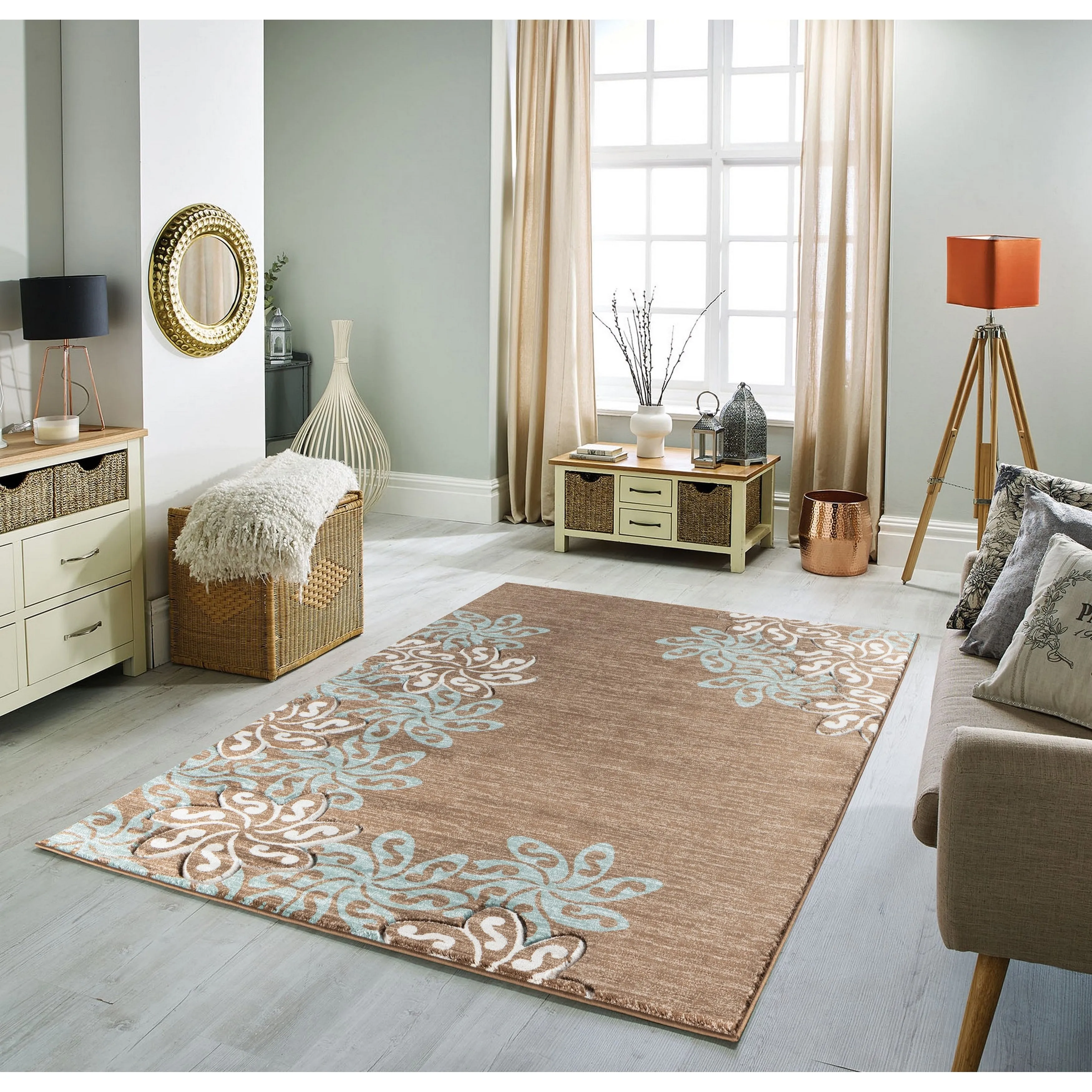 Glamour Collection Floral Polypropylene Area Rug