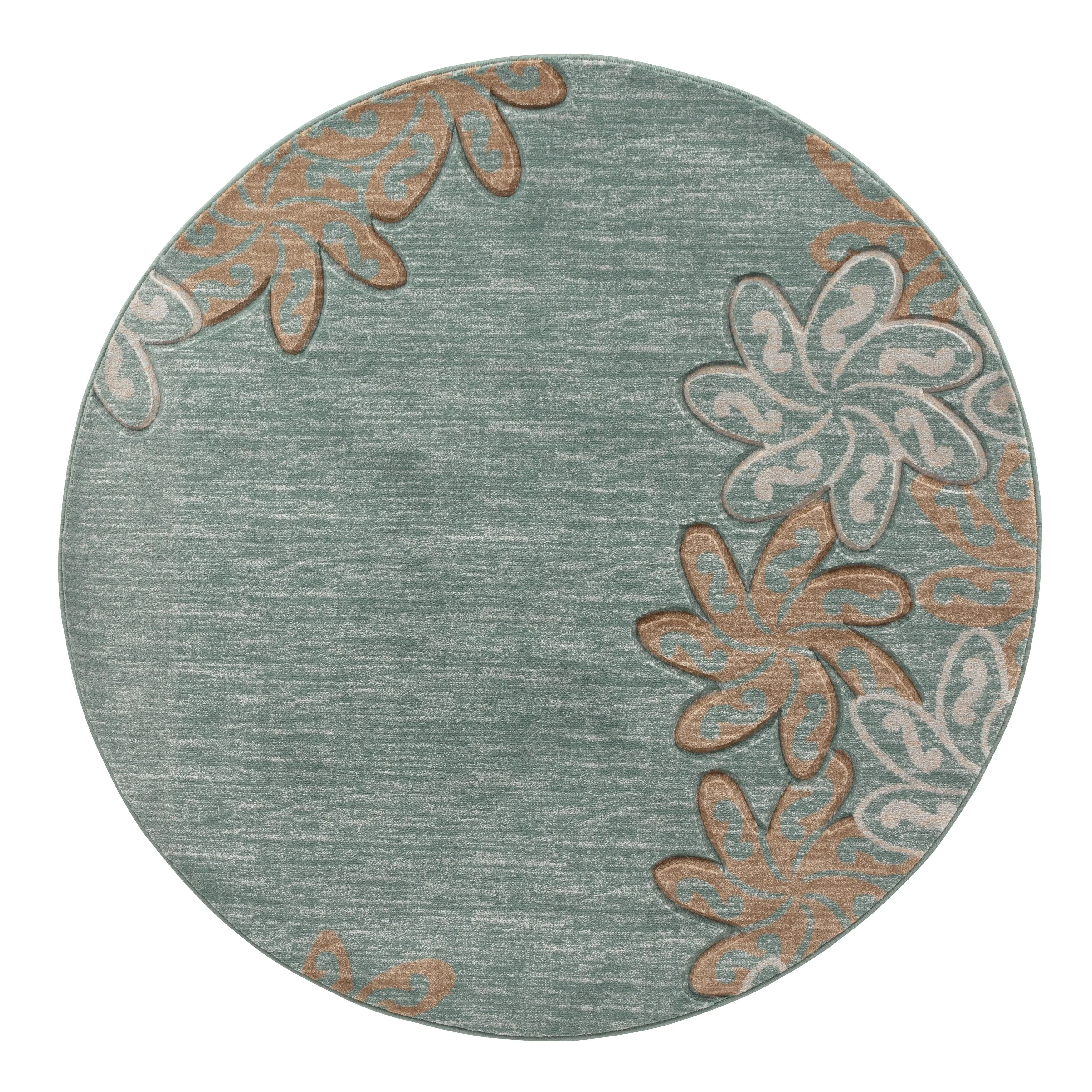 Glamour Collection Floral Polypropylene Area Rug