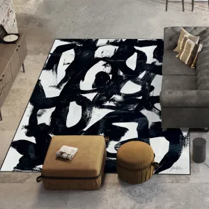 Graffiti Tangle I Abstract Washable Art Area Rug size 5'x8'. Power-loomed. Non Slip Rug. Soft Rug for Living Room.Bedroom.Office
