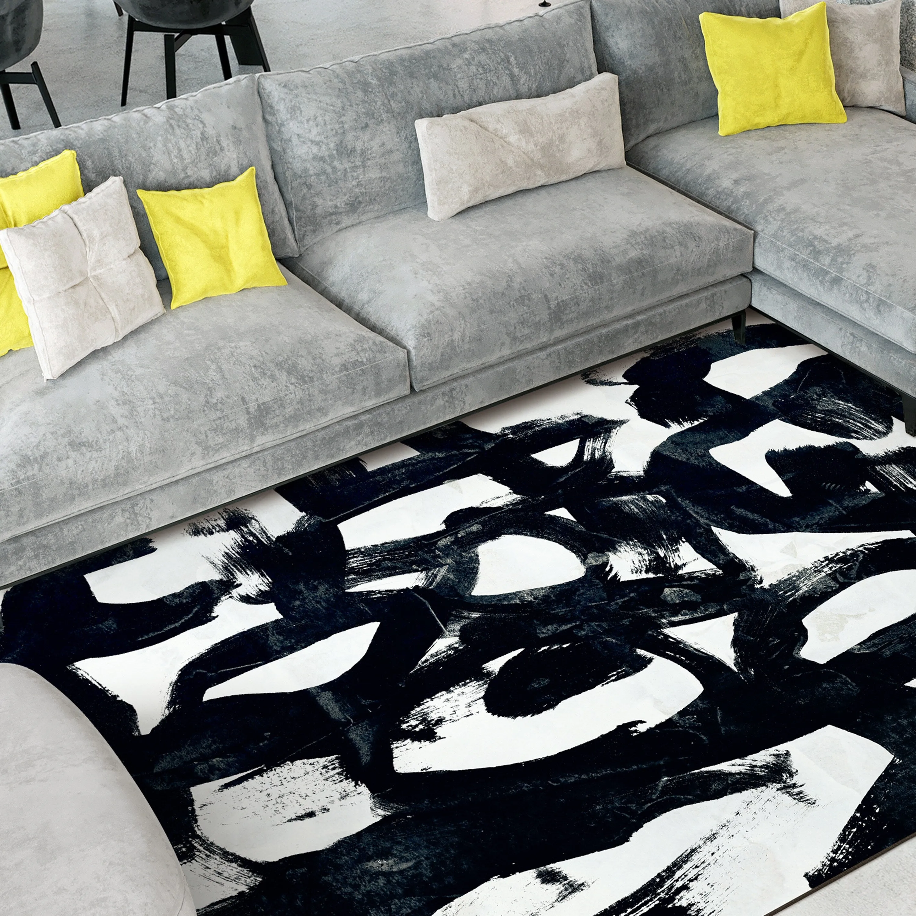 Graffiti Tangle I Abstract Washable Art Area Rug size 5'x8'. Power-loomed. Non Slip Rug. Soft Rug for Living Room.Bedroom.Office