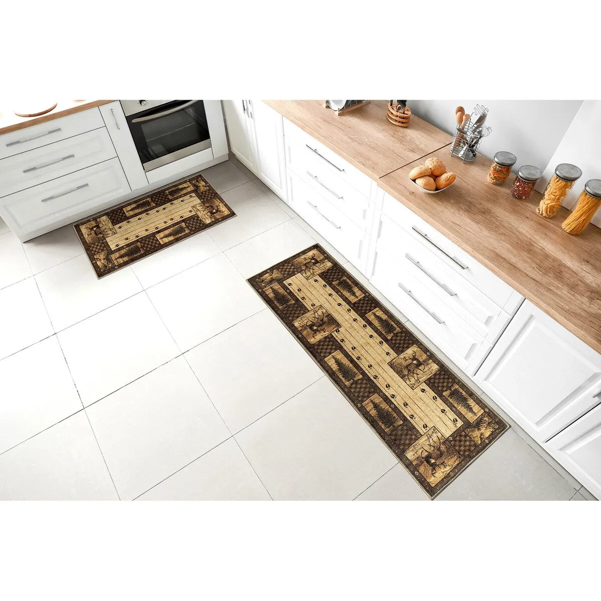 Great American Distributors - Machine Washable - Deer Animal Print Forest Theme Area Rug - 2'2x5'3 Runner