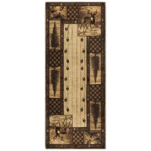 Great American Distributors - Machine Washable - Deer Animal Print Forest Theme Area Rug - 2'2x5'3 Runner