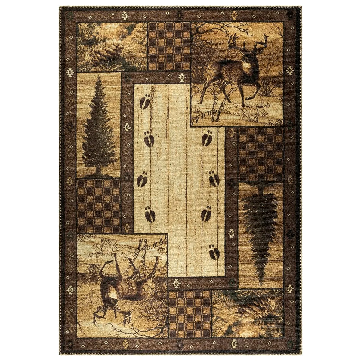 Great American Distributors - Machine Washable - Deer Animal Print Forest Theme Area Rug - 2'2x5'3 Runner