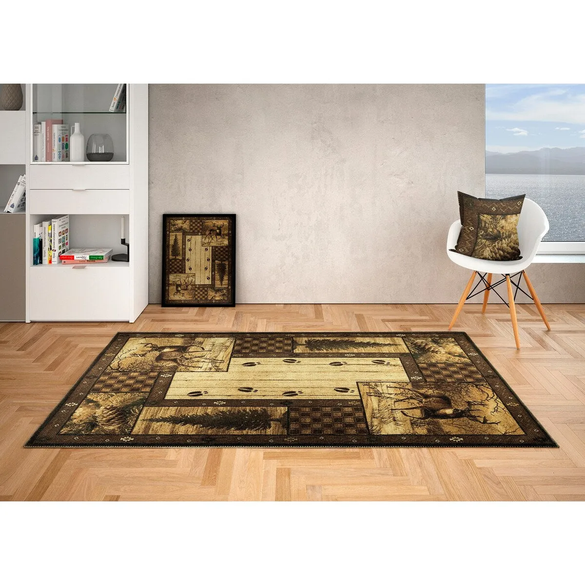 Great American Distributors - Machine Washable - Deer Animal Print Forest Theme Area Rug - 2'2x5'3 Runner