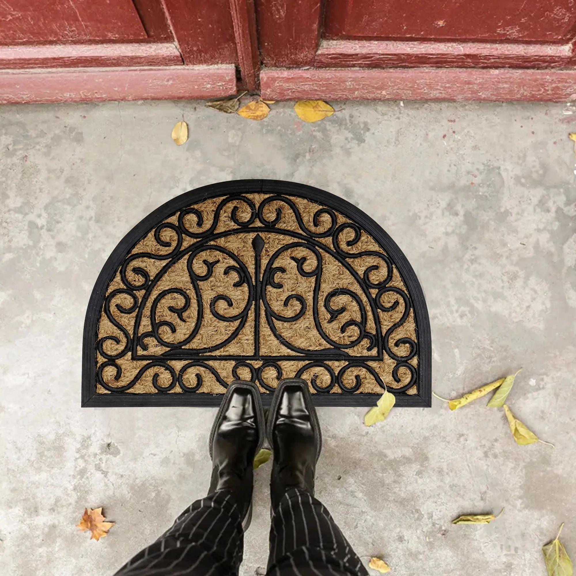 Half Circle Door Mat 24x16 Inch - 16 W x 24 L x 1/4 H