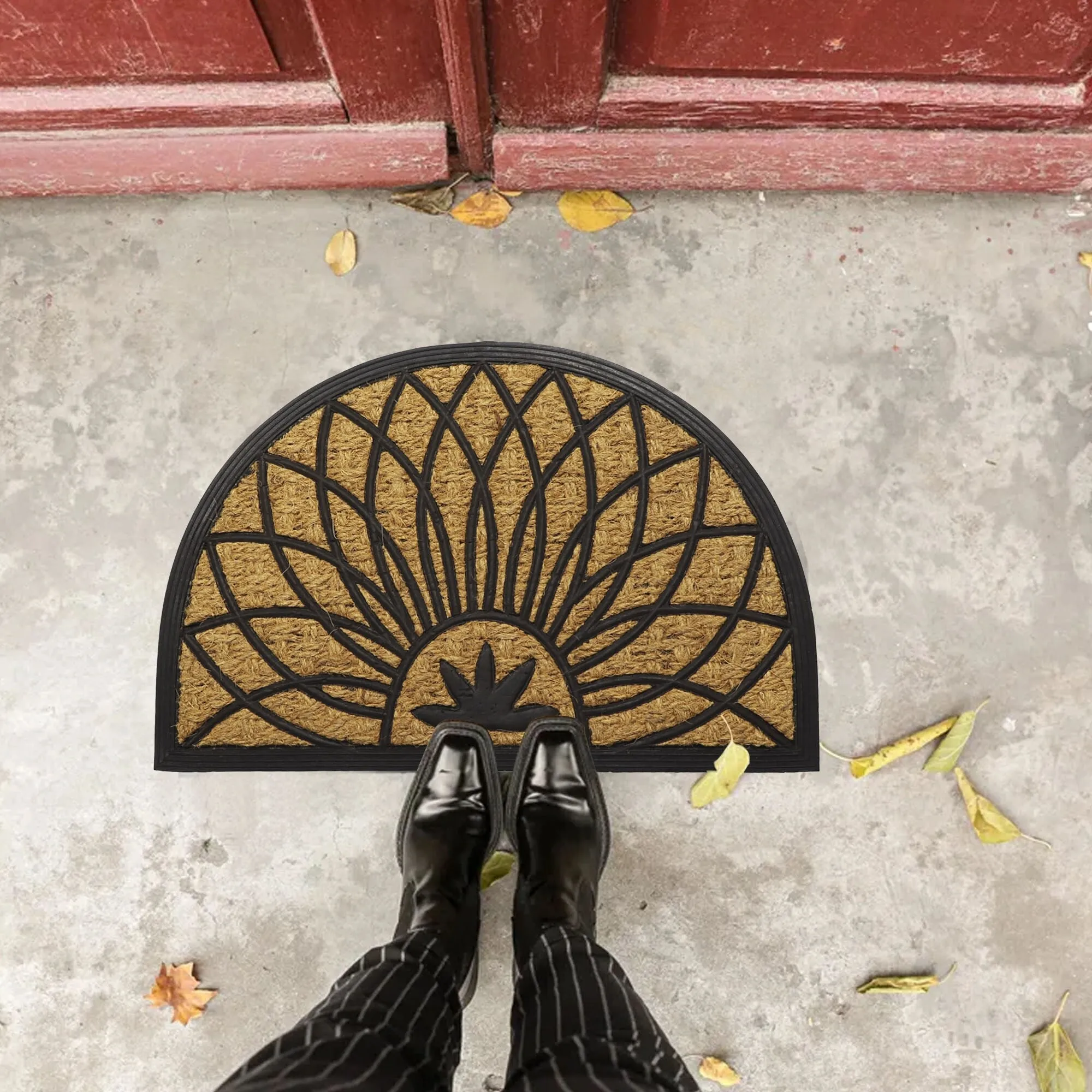 Half Circle Door Mat 24x16 Inch - 16 W x 24 L x 1/4 H