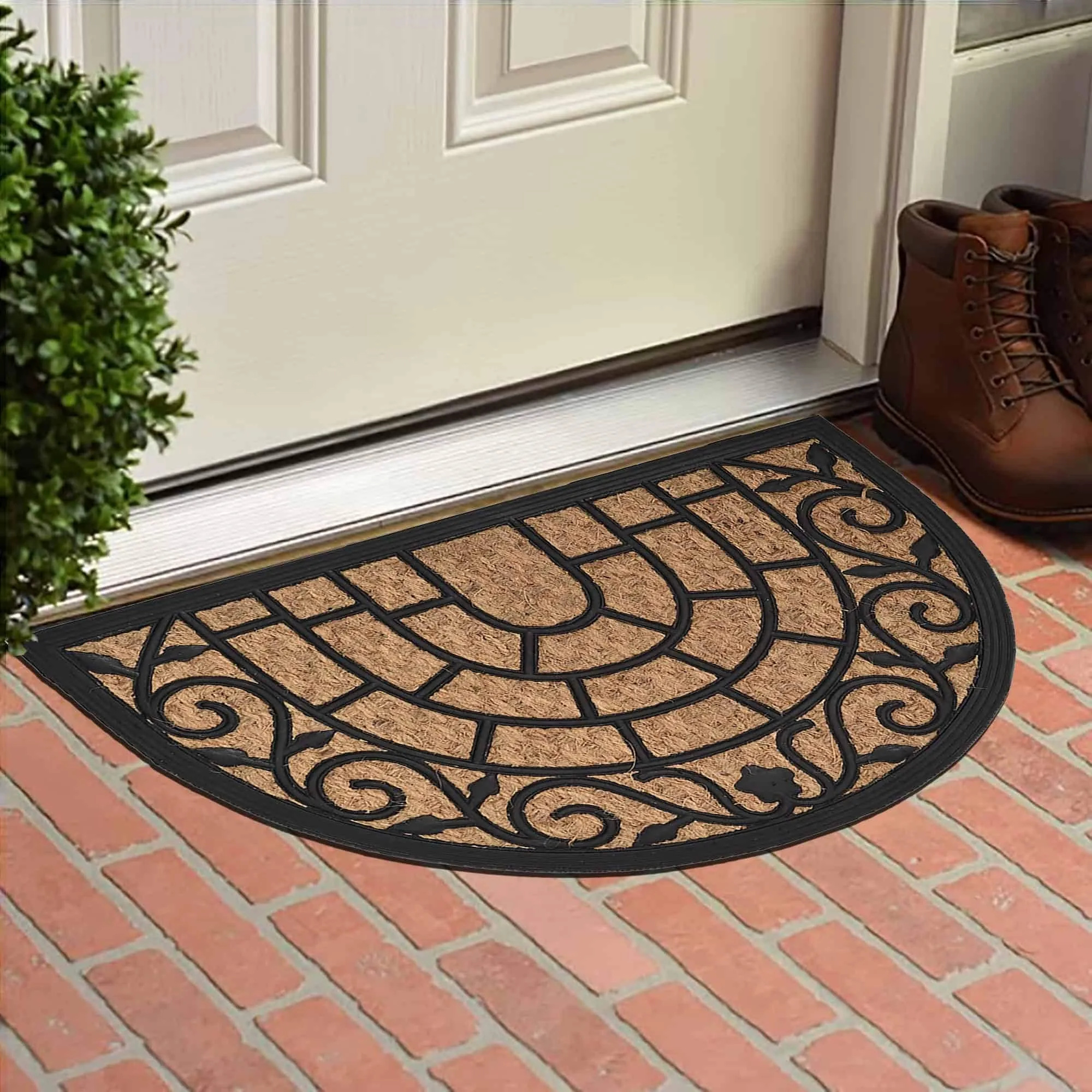 Half Circle Door Mat 24x16 Inch - 16 W x 24 L x 1/4 H